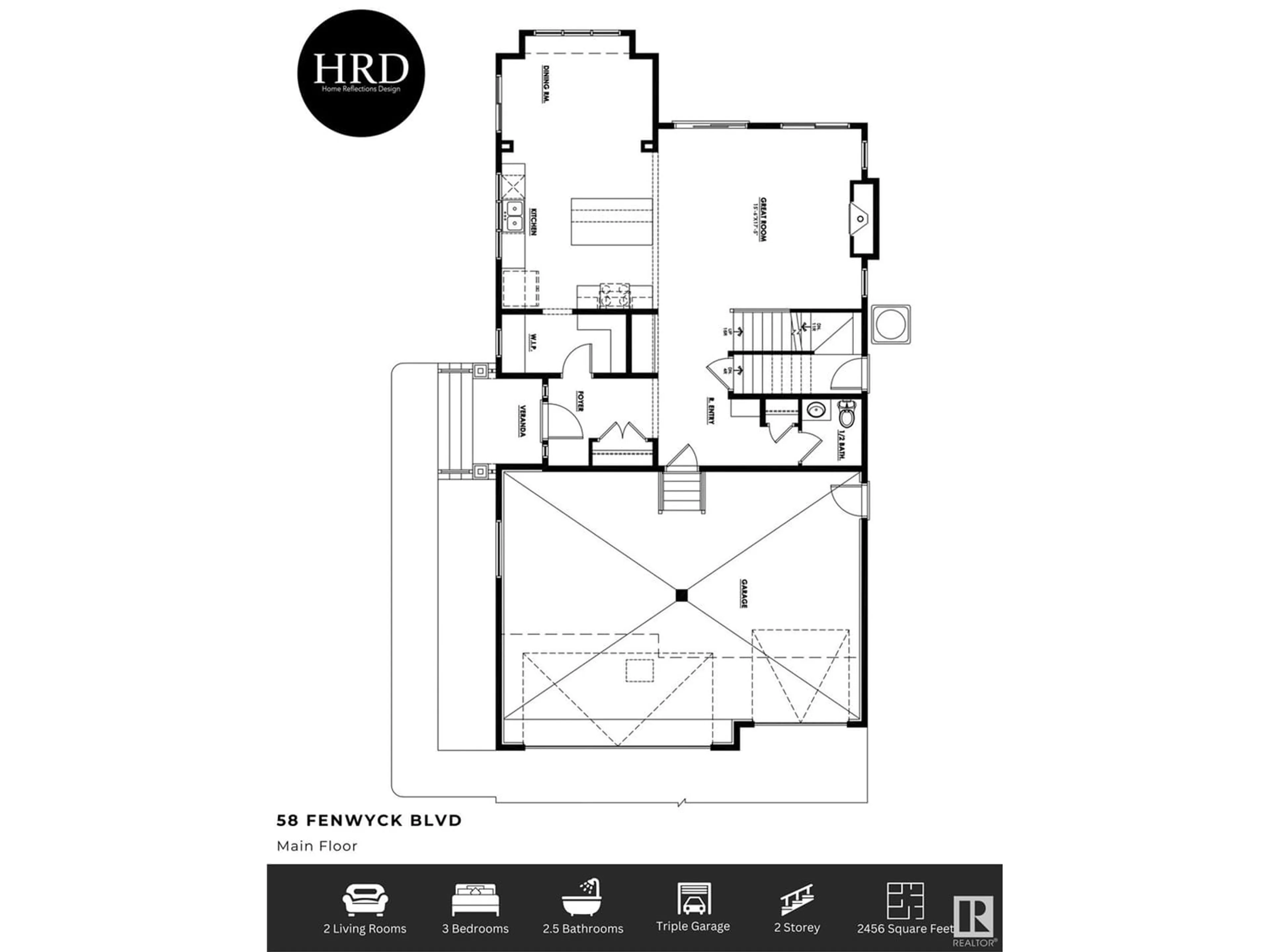 Floor plan for 58 Fenwyck BV, Spruce Grove Alberta T7X3G7