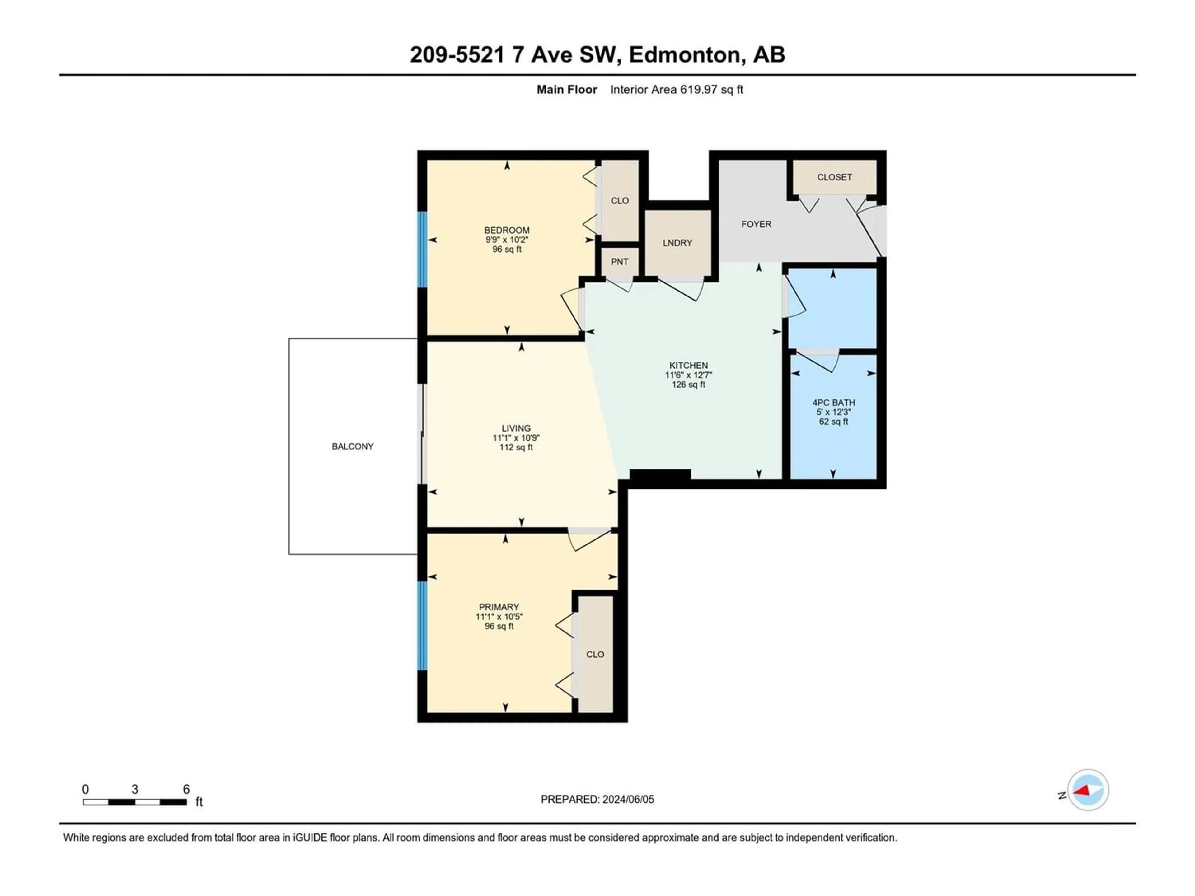 Floor plan for #209 5521 7 AV SW, Edmonton Alberta T6X2A8