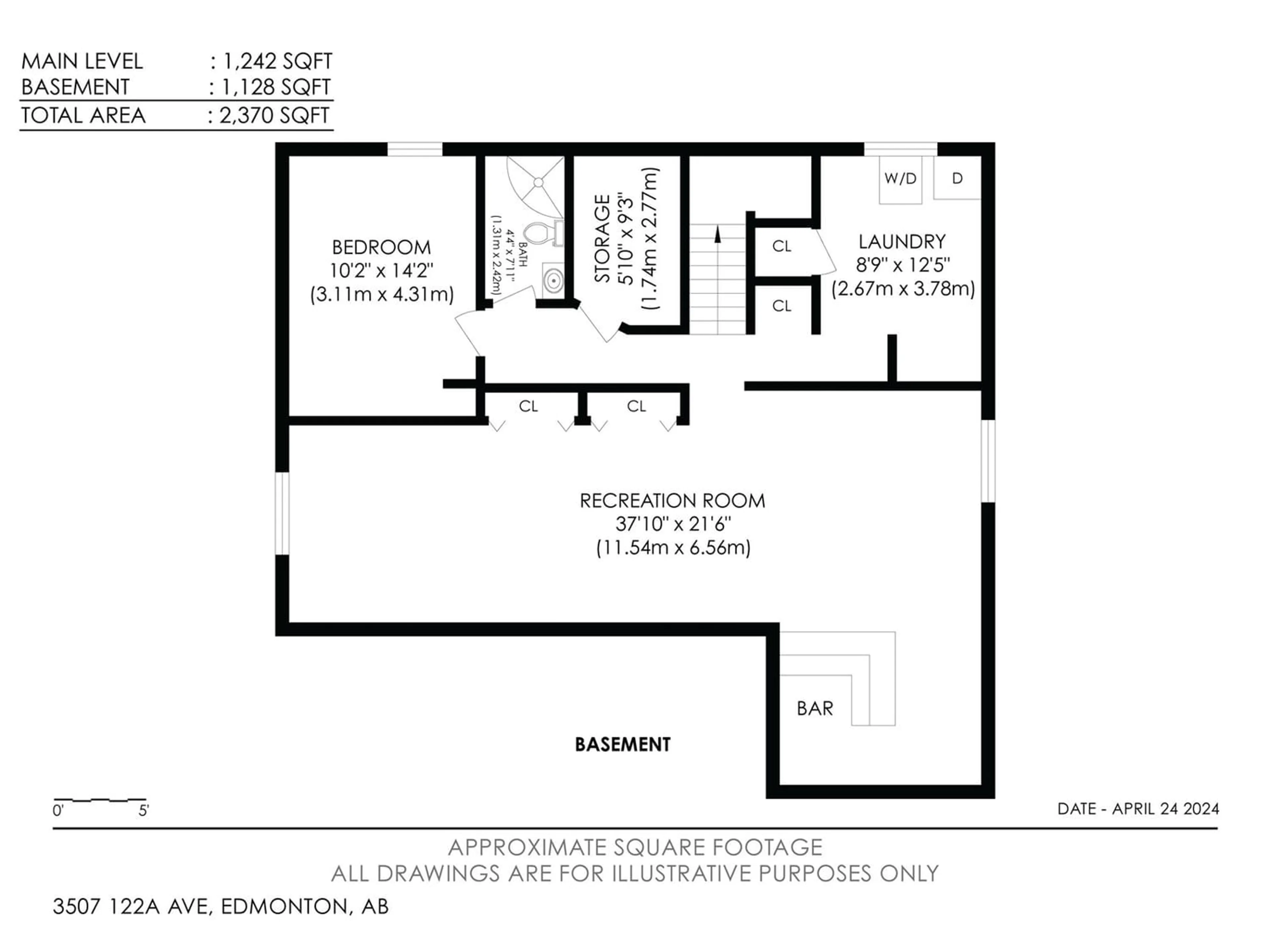 Floor plan for 3507 122A AV NW, Edmonton Alberta T5W4Z9