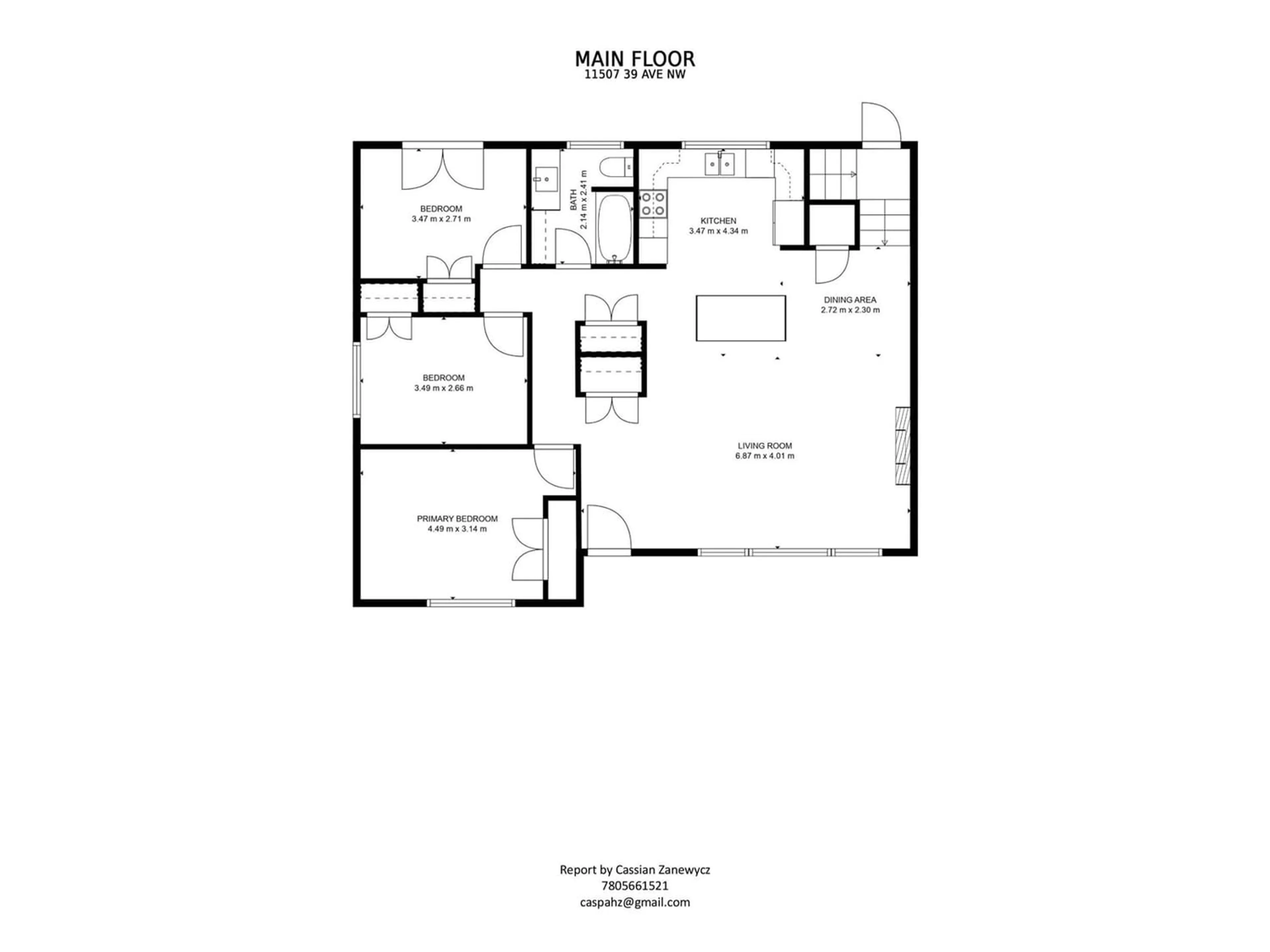 Floor plan for 11507 39 AV NW, Edmonton Alberta T6J0M5