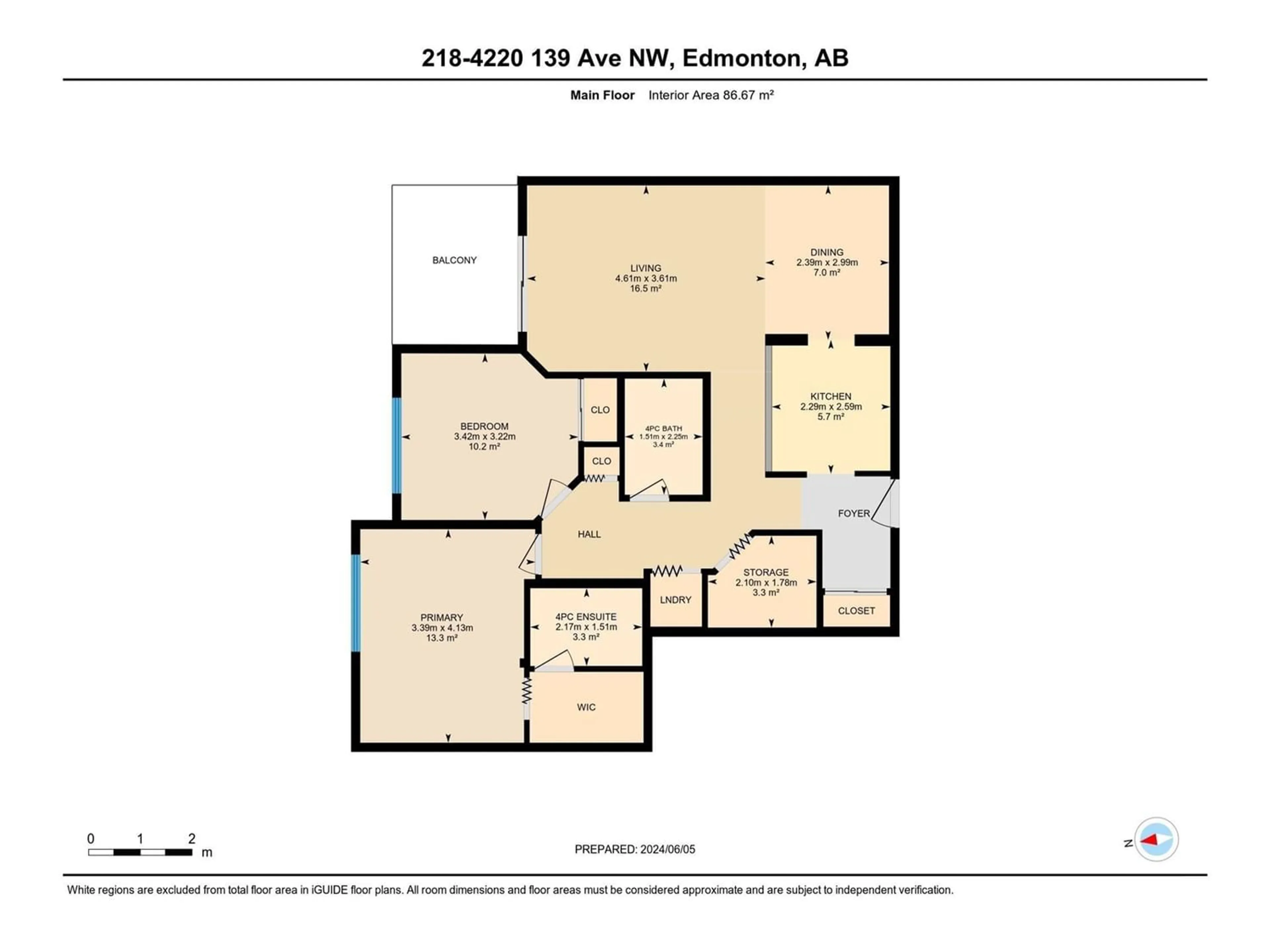 Floor plan for #218 4220 139 AV NW, Edmonton Alberta T5Y2Y2