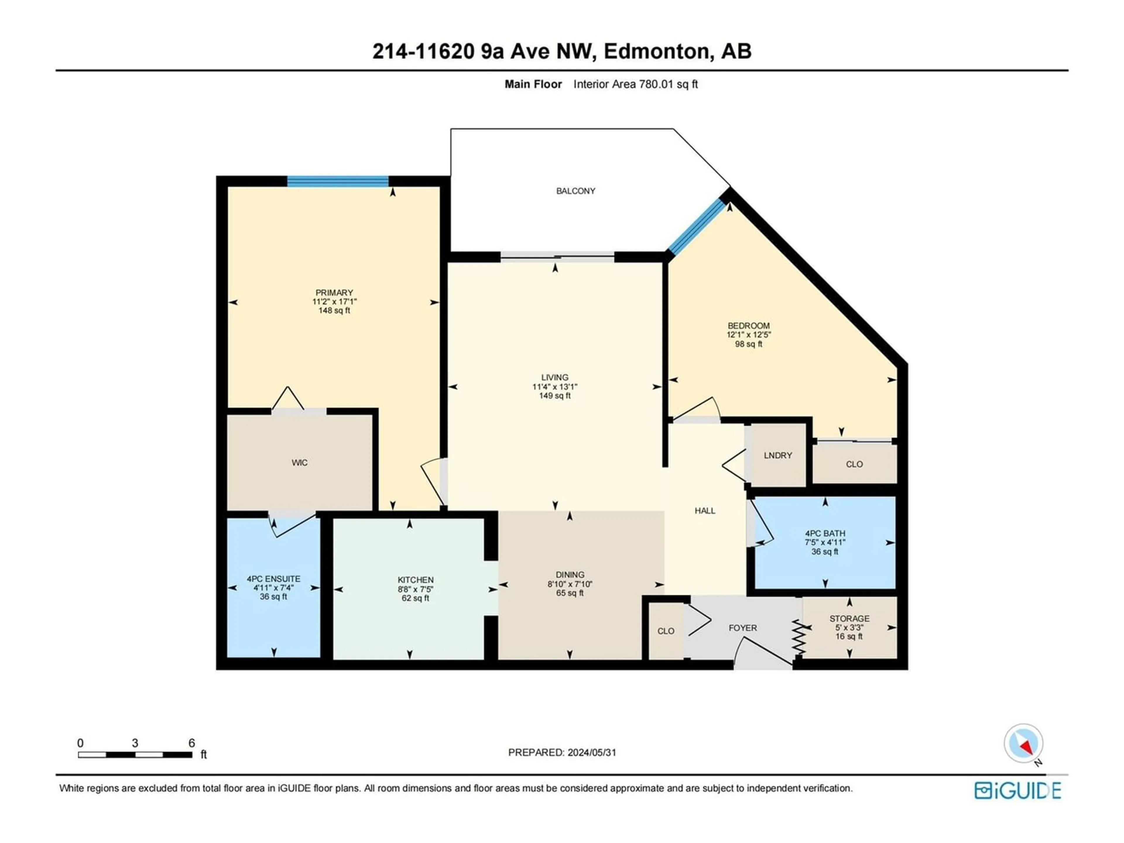 Floor plan for #214 11620 9A AV NW, Edmonton Alberta T6J7B4