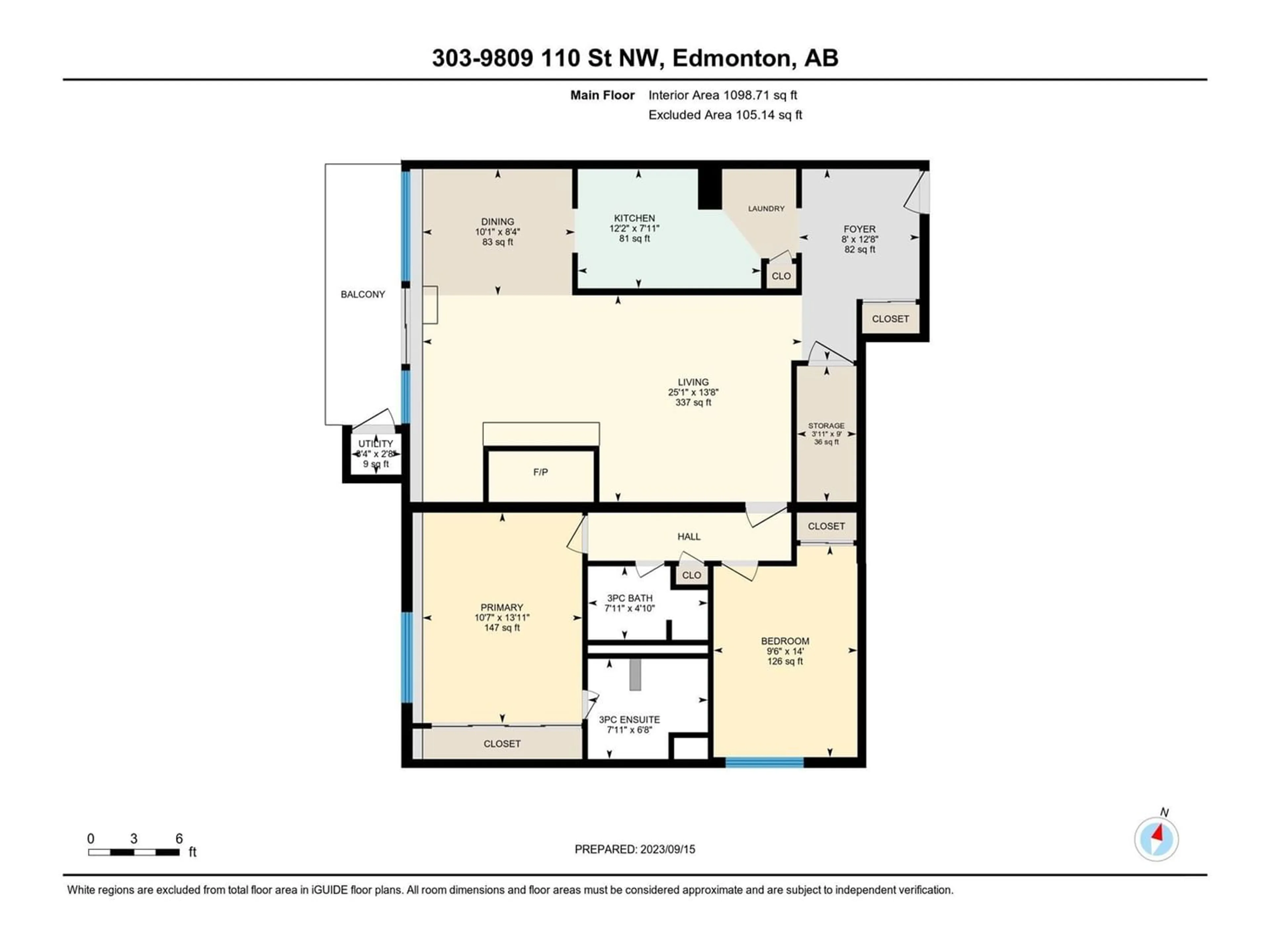 Floor plan for #303 9809 110 ST NW, Edmonton Alberta T5K2J9