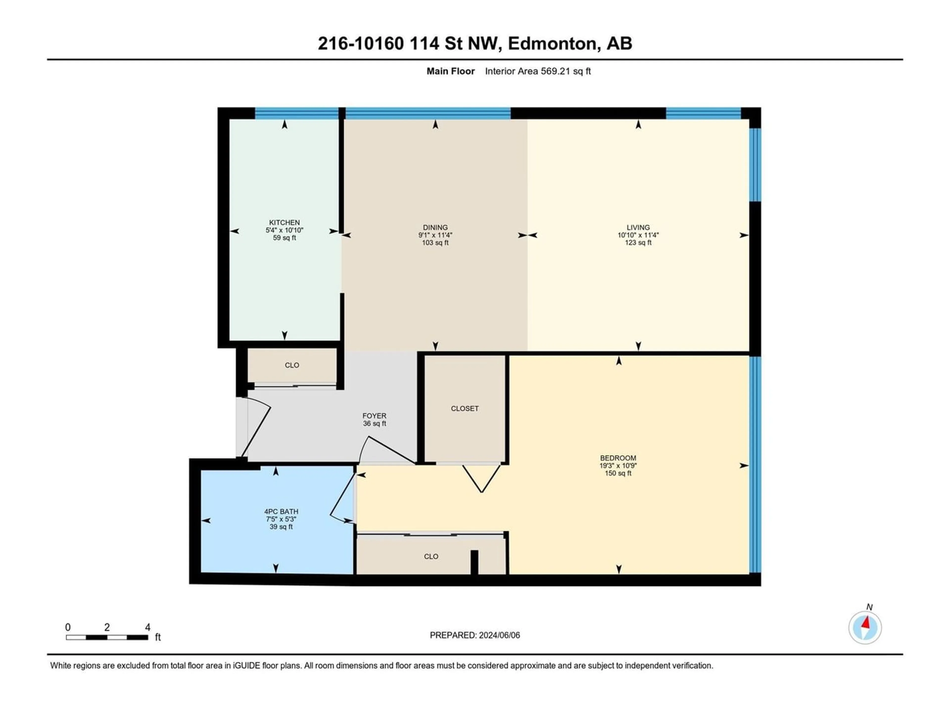 Floor plan for #216 10160 114 ST NW, Edmonton Alberta T5K2L2