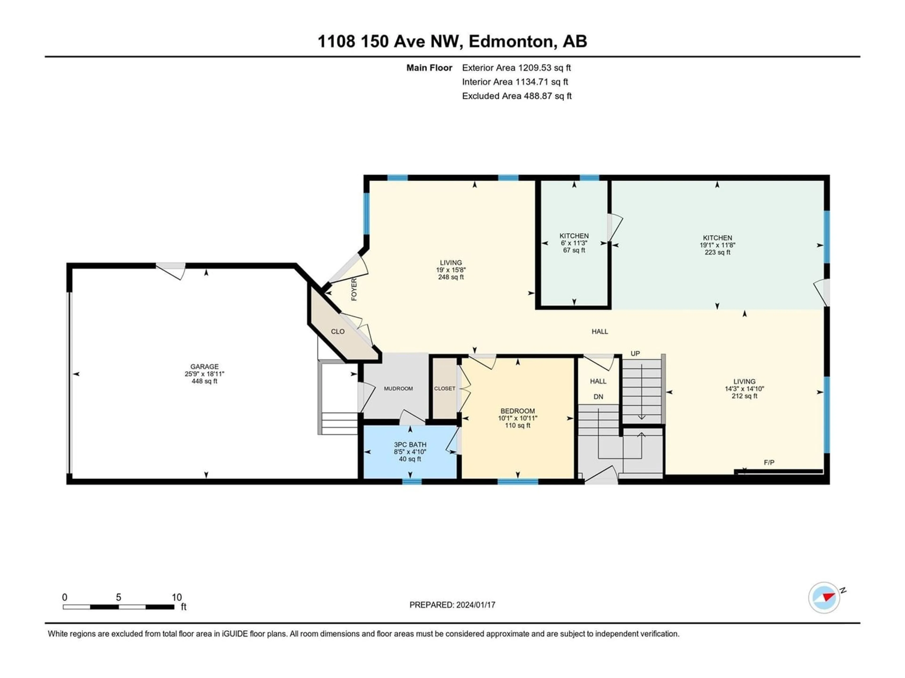 Floor plan for 1108 150 AV NW, Edmonton Alberta T5Y4C1