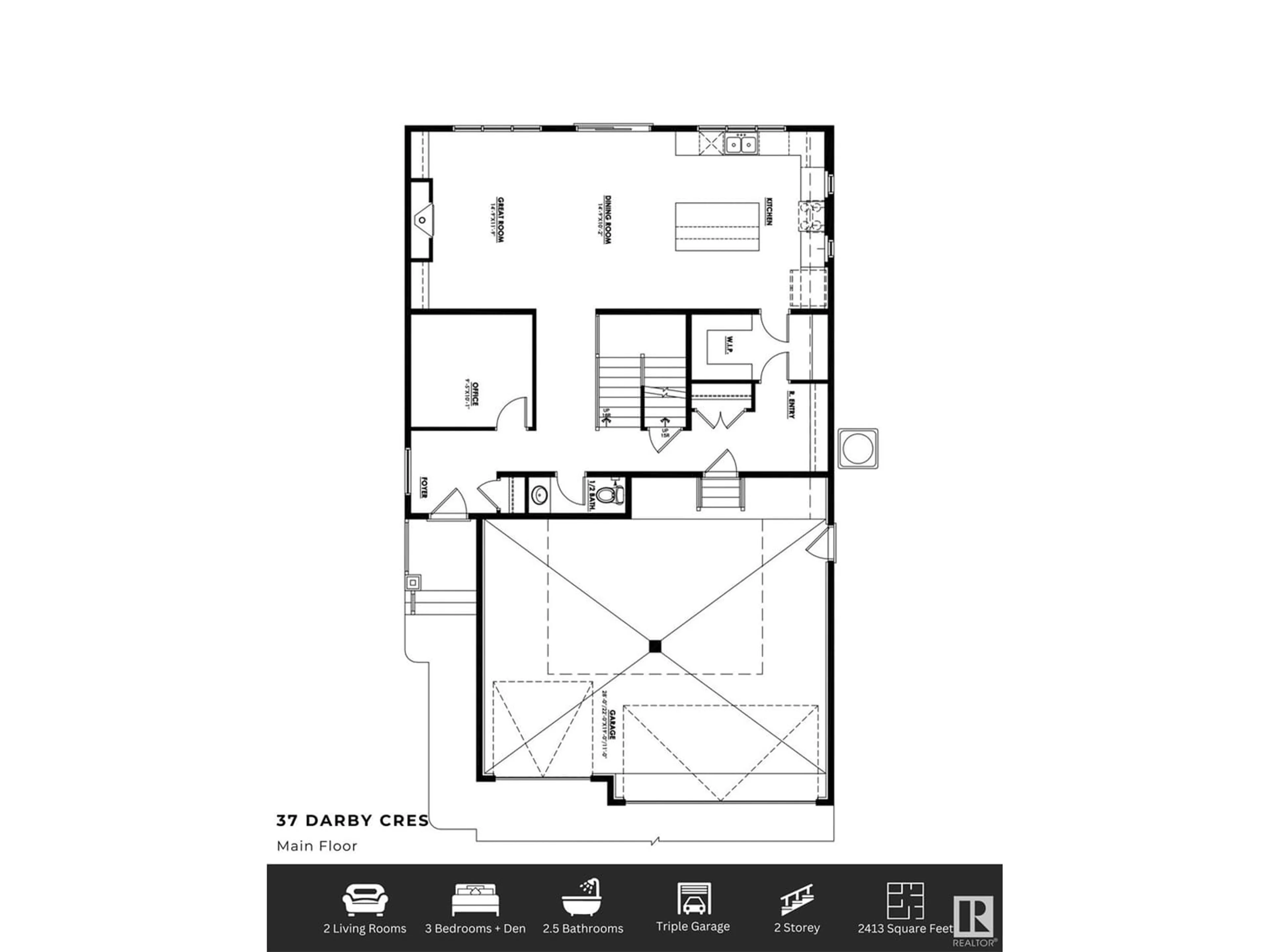 Floor plan for 37 Darby CR, Spruce Grove Alberta T7X0W9