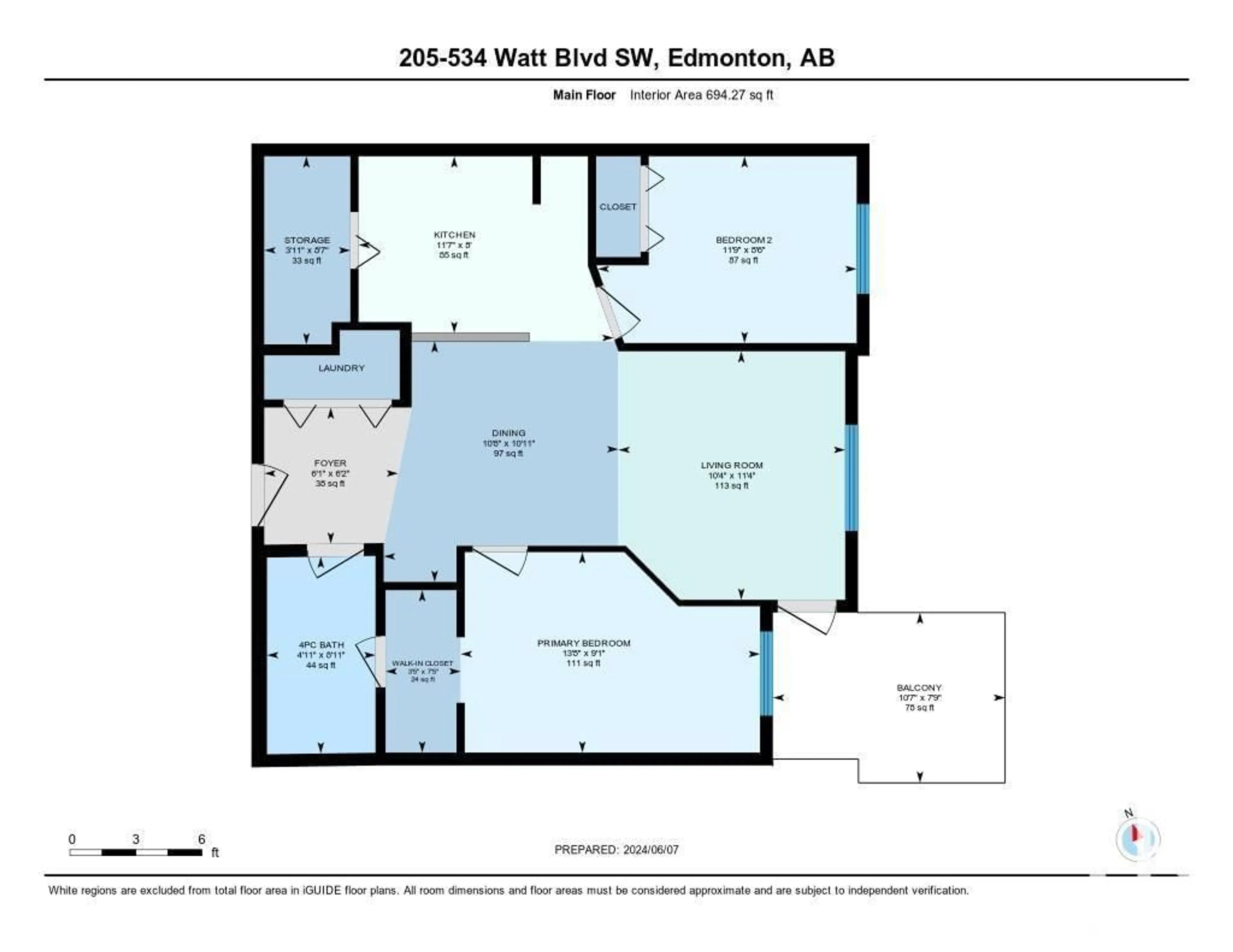 Floor plan for #205 534 WATT BV SW, Edmonton Alberta T6X0M6