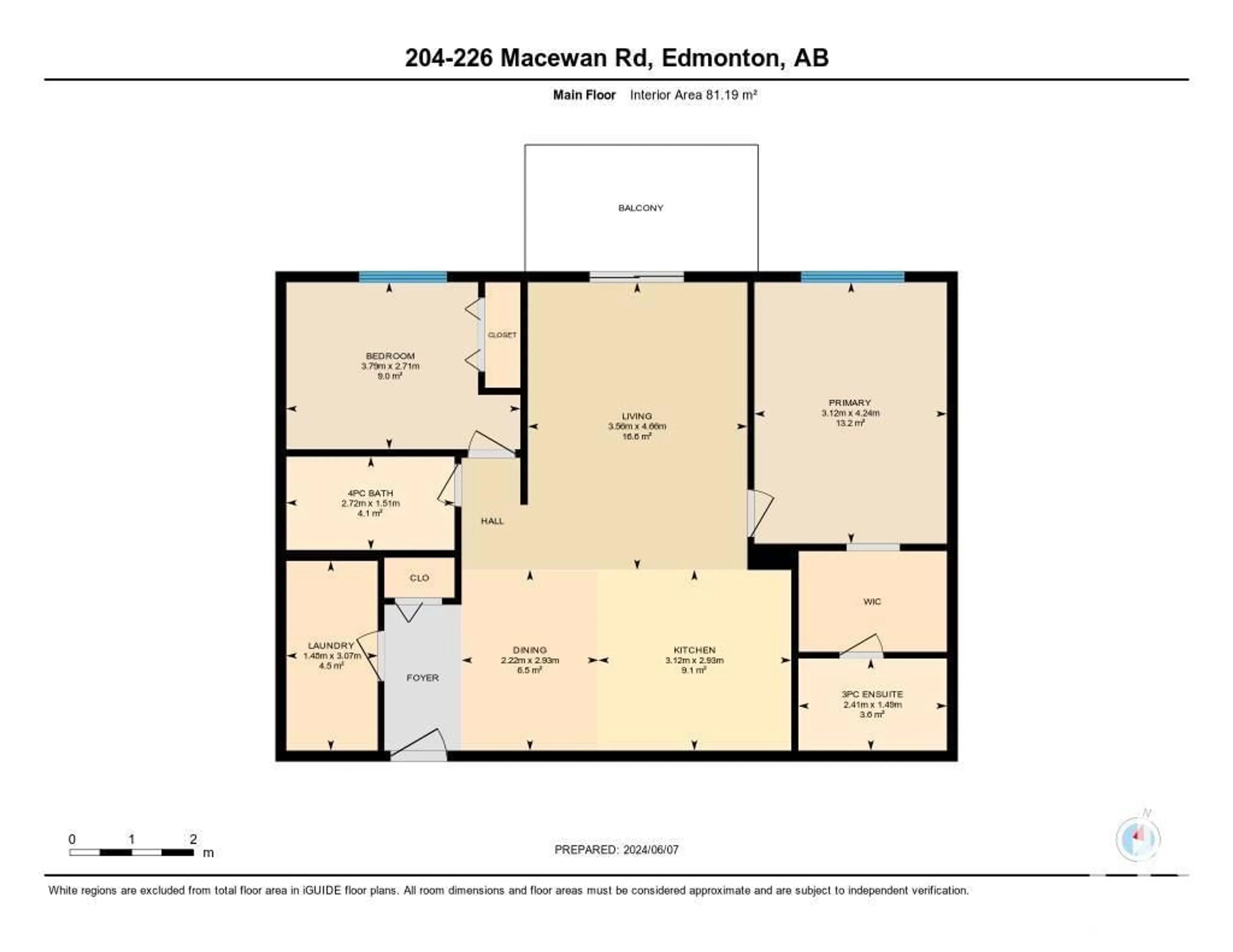 Floor plan for #204 226 MACEWAN RD SW, Edmonton Alberta T6W0C5