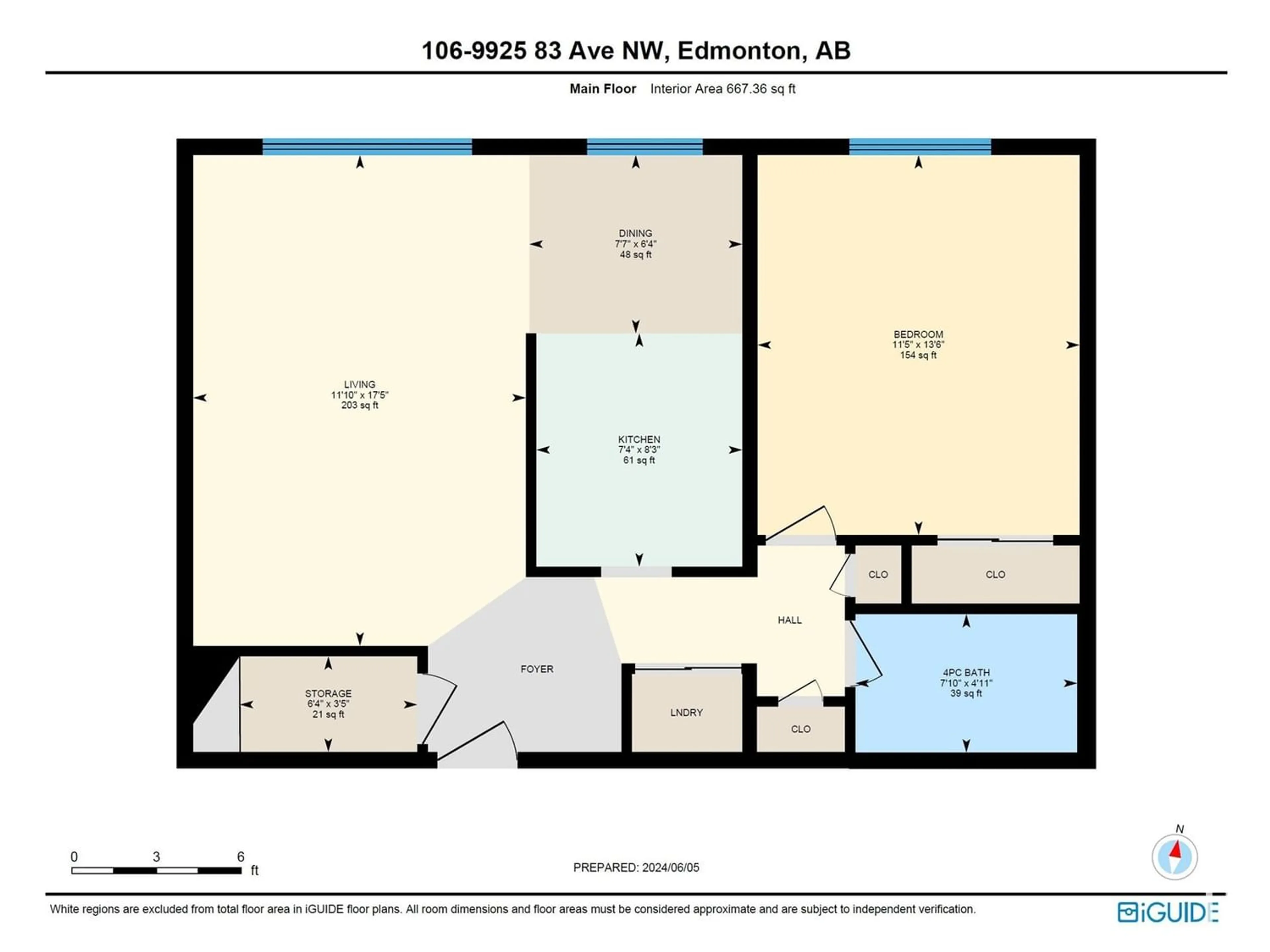 Floor plan for #106 9925 83 AV NW, Edmonton Alberta T6E2B9