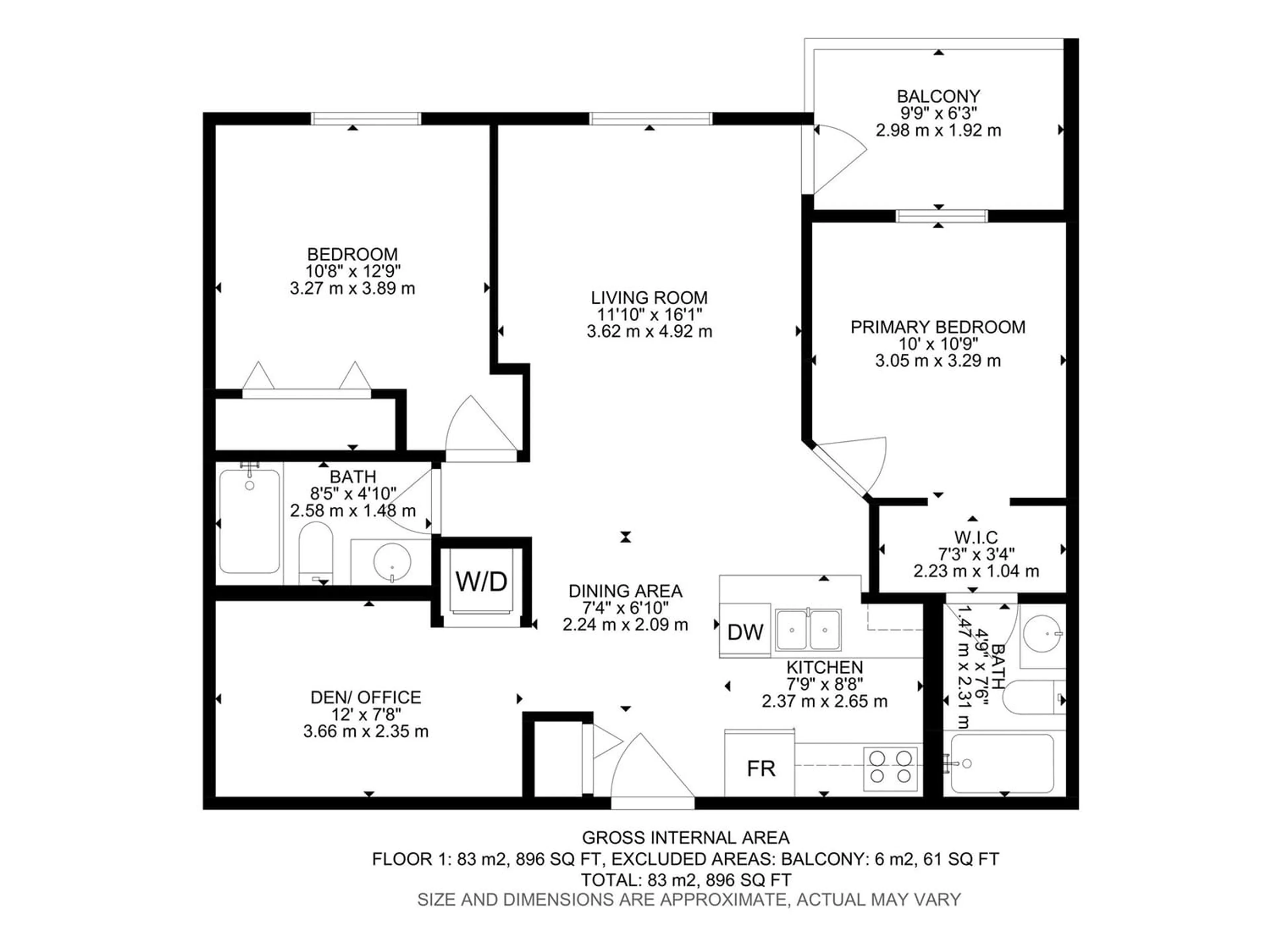 Floor plan for #306 11820 22 AV SW, Edmonton Alberta T6W2A2