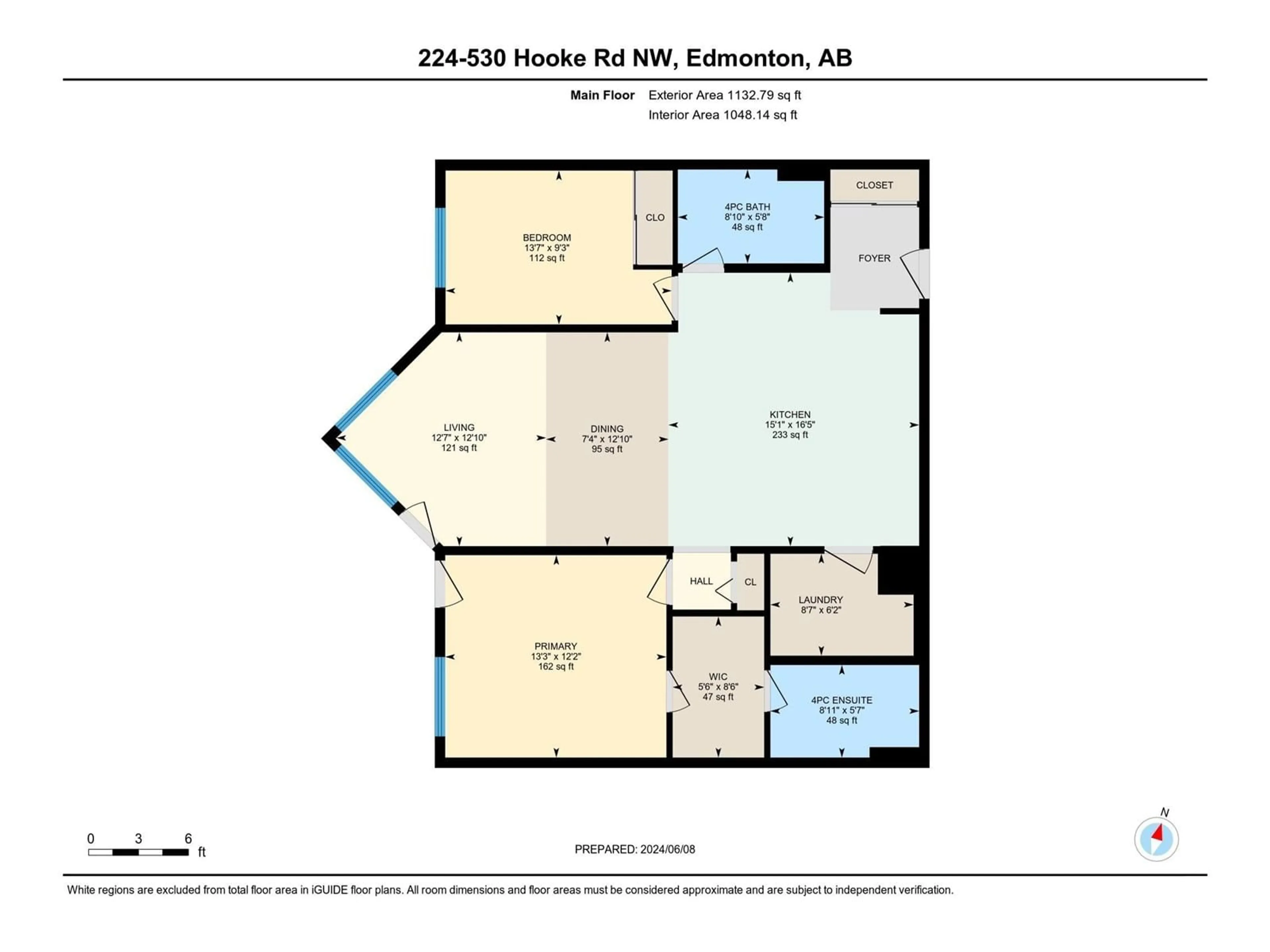 Floor plan for #224 530 HOOKE RD NW, Edmonton Alberta T5A5J5