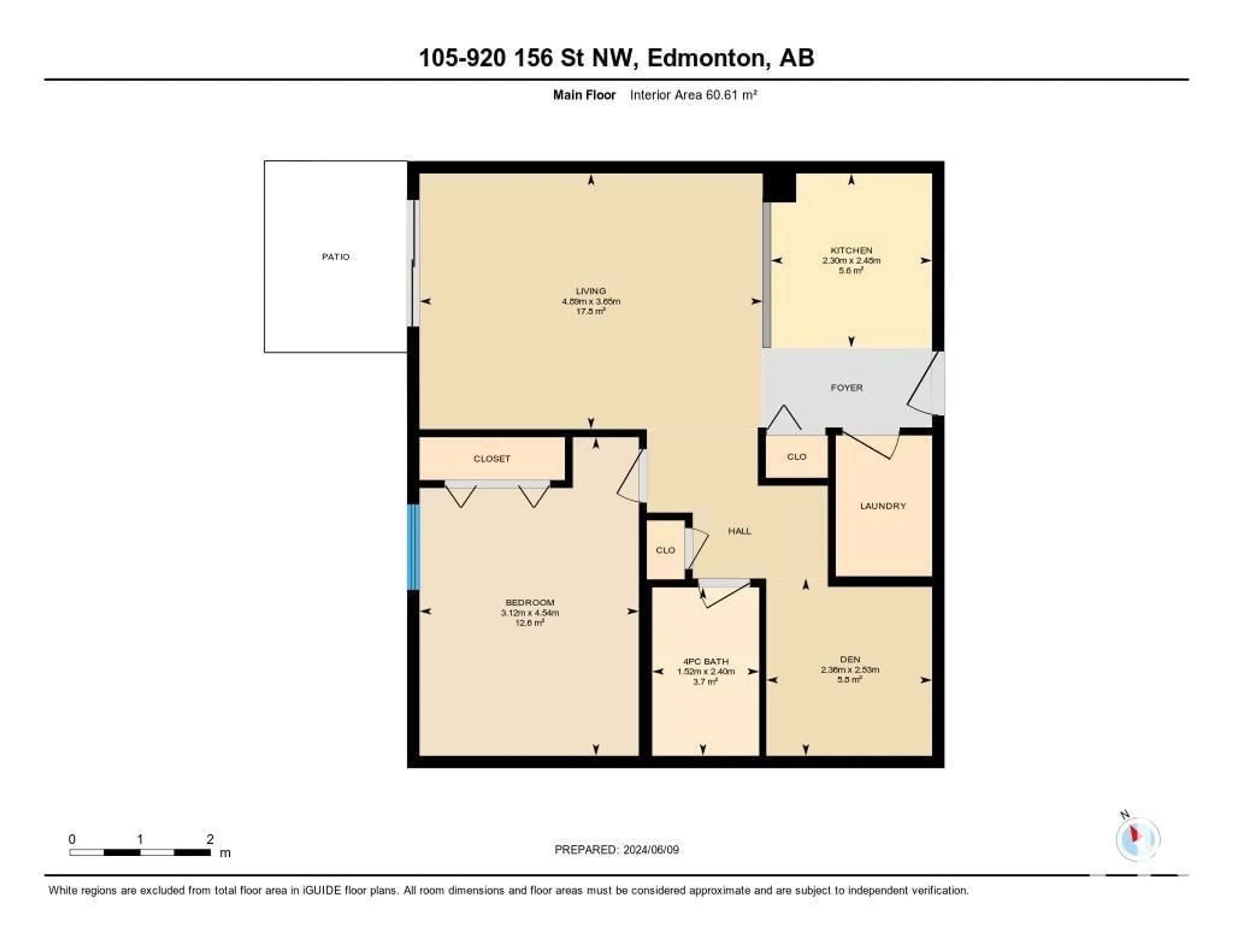 Floor plan for #105 920 156 ST NW, Edmonton Alberta T6R0N6