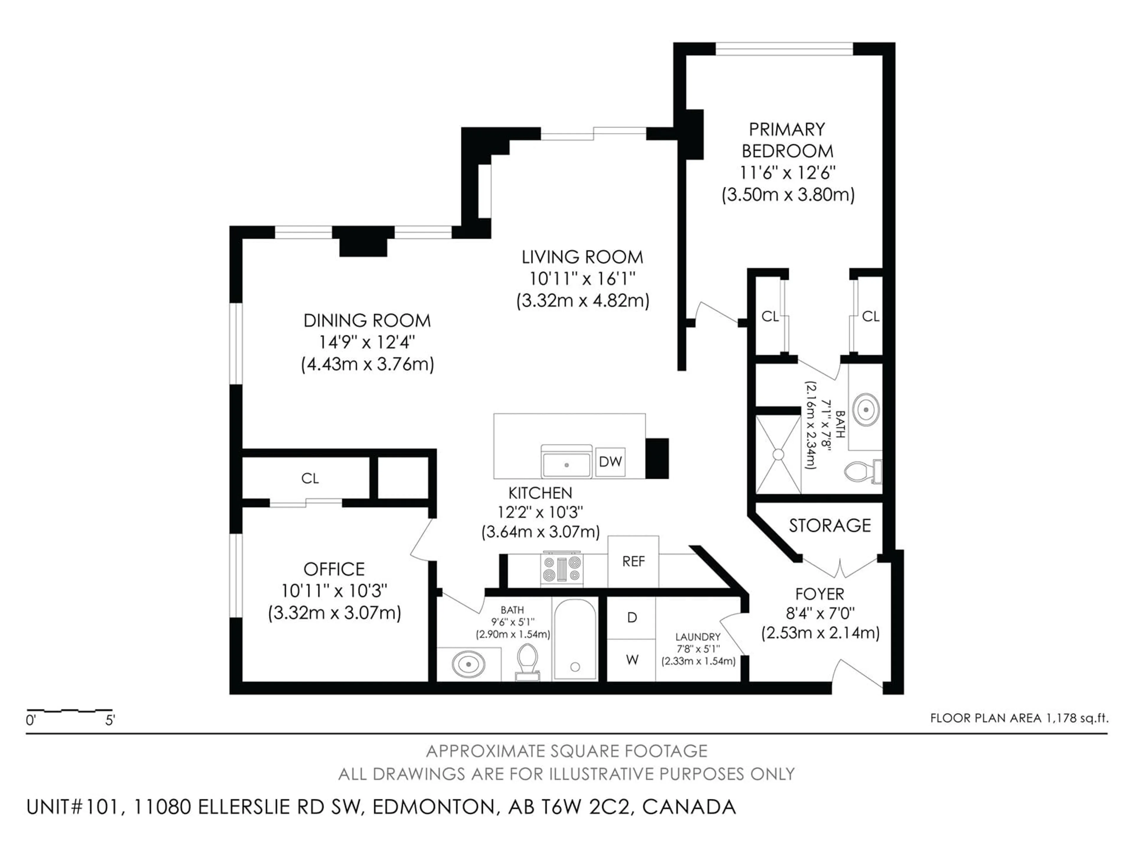 Floor plan for #101 11080 ELLERSLIE RD SW, Edmonton Alberta T6H2C2