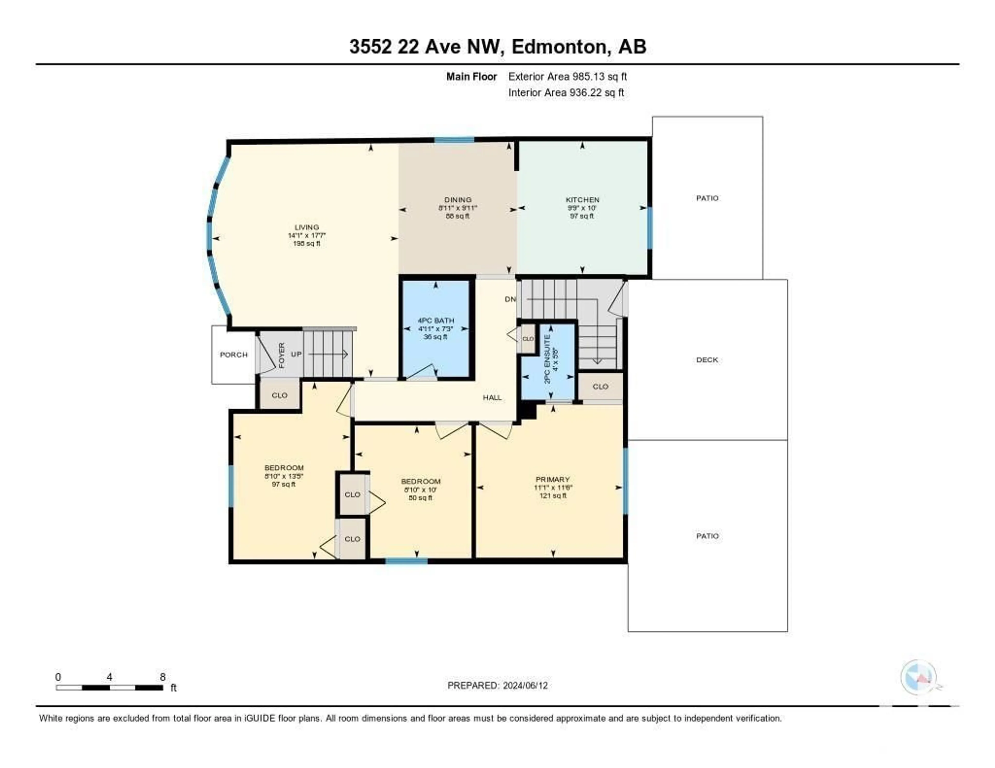 Floor plan for 3552 22 AV NW, Edmonton Alberta T6L3E4