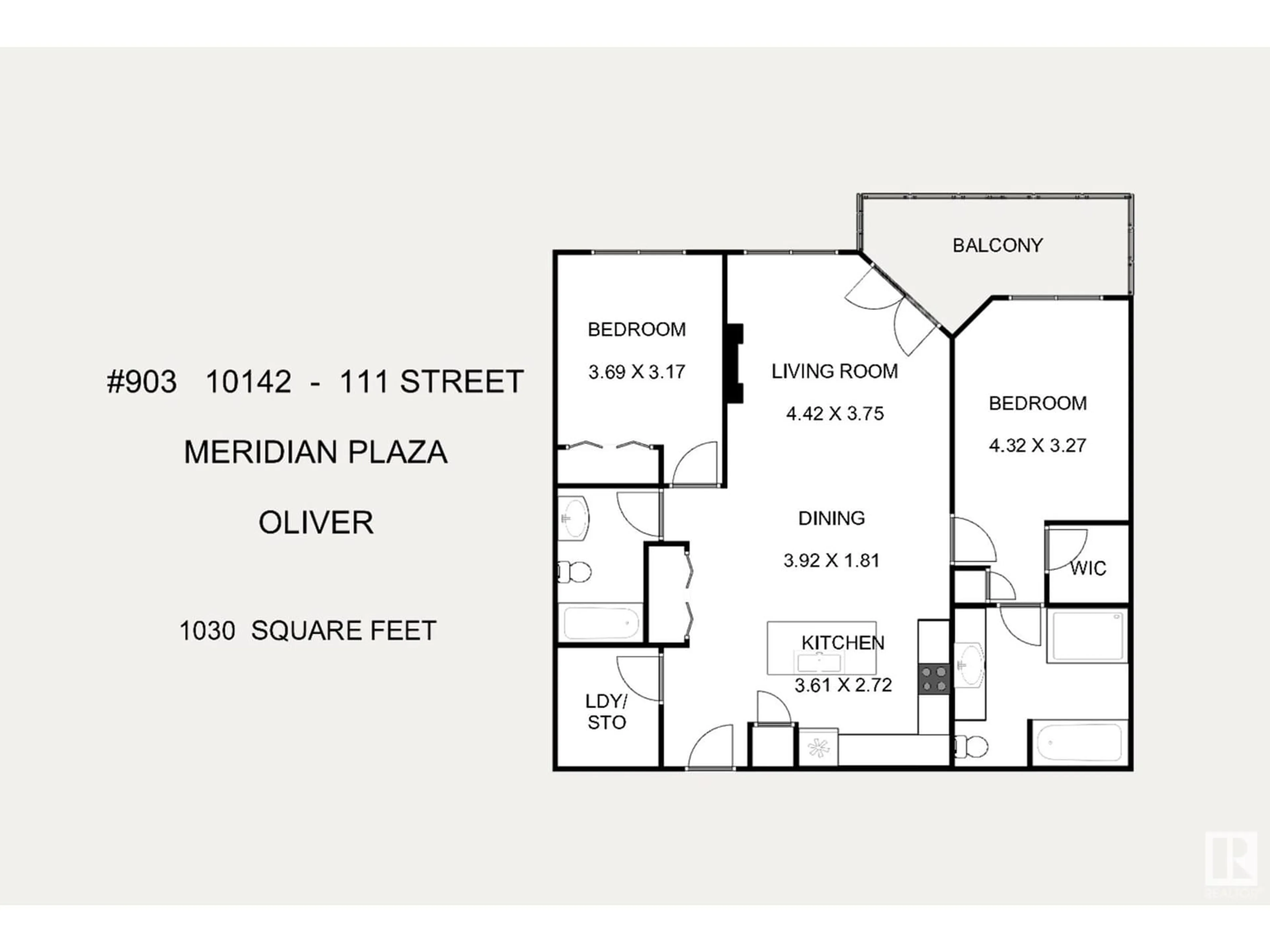 Floor plan for #903 10142 111 ST NW, Edmonton Alberta T5K1K6