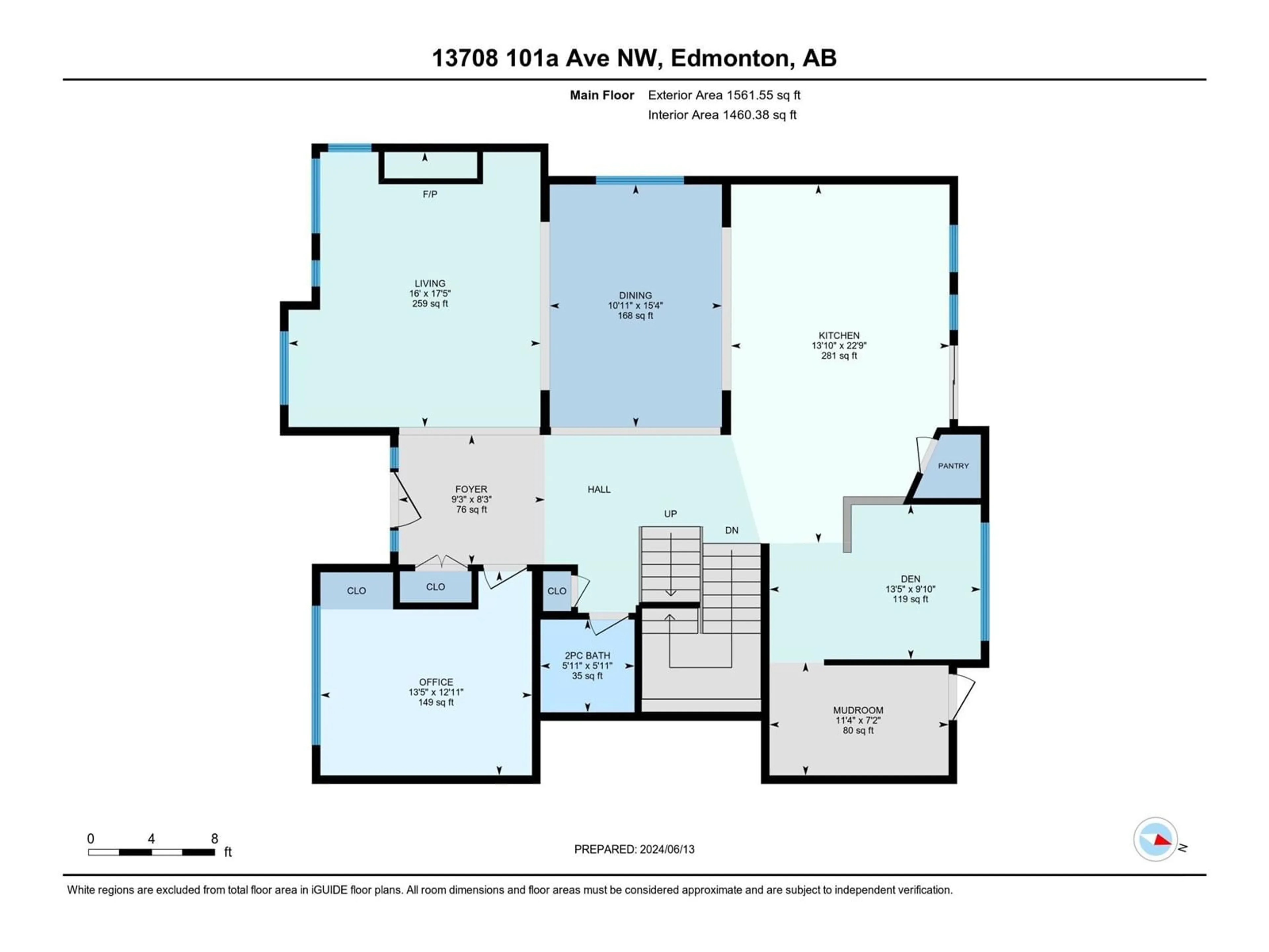 Floor plan for 13708 101A AV NW, Edmonton Alberta T5N0L1