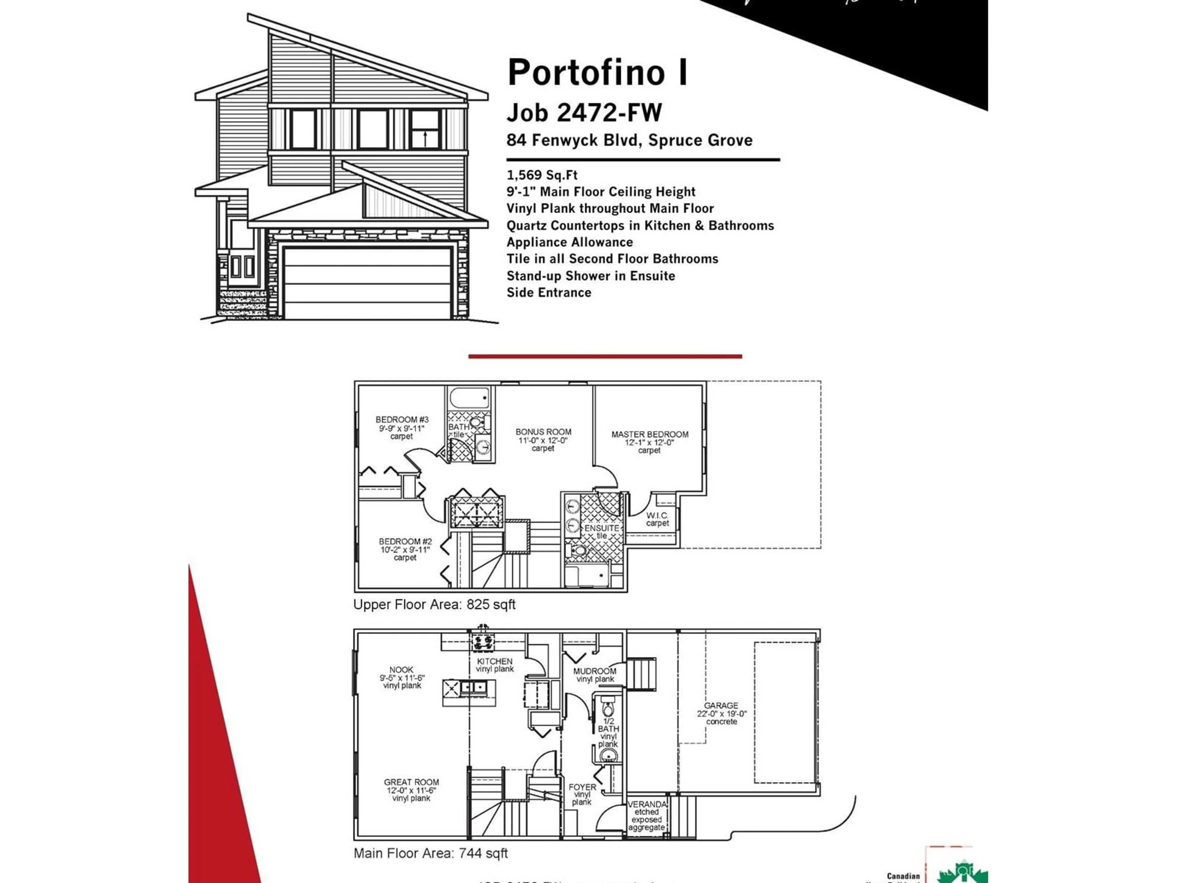 Floor plan for 84 Fenwyck BV, Spruce Grove Alberta T7X3G7