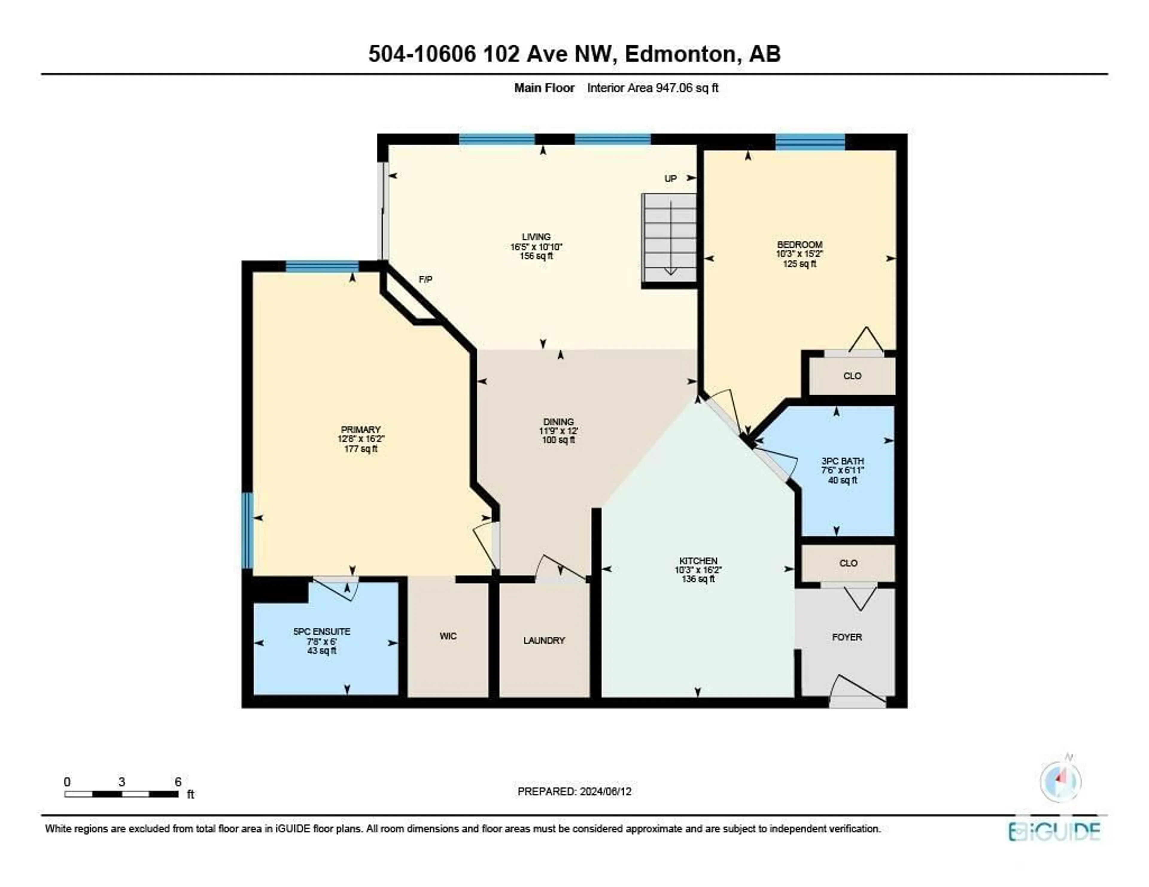Floor plan for #504 10606 102 AV NW, Edmonton Alberta T5J5E9