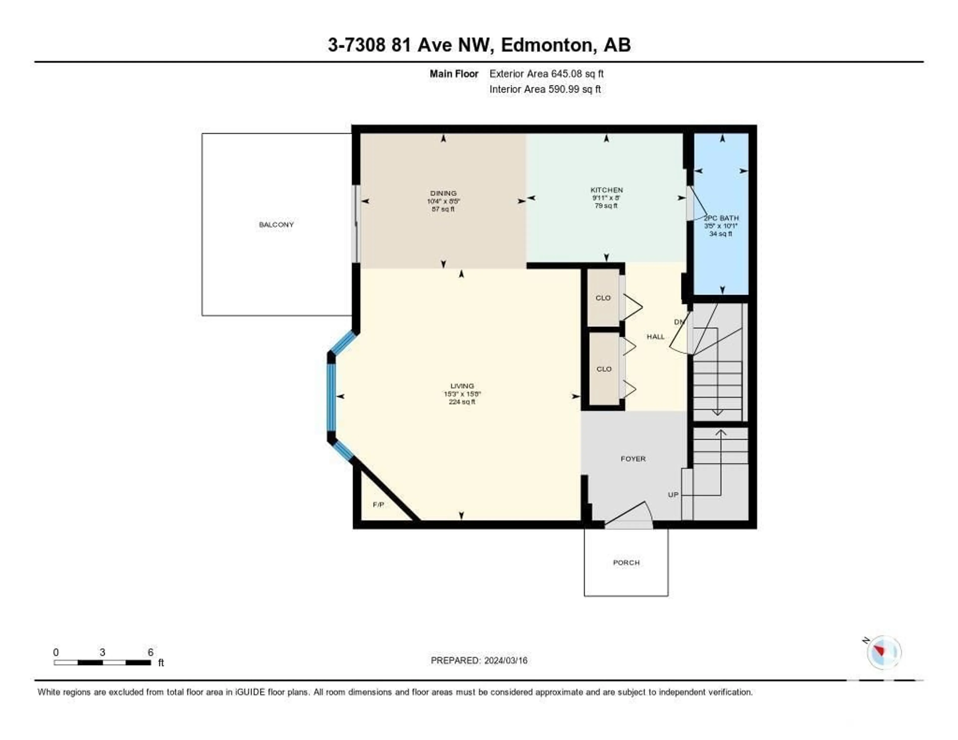 Floor plan for #3 7308 81 AV NW, Edmonton Alberta T6B0E2