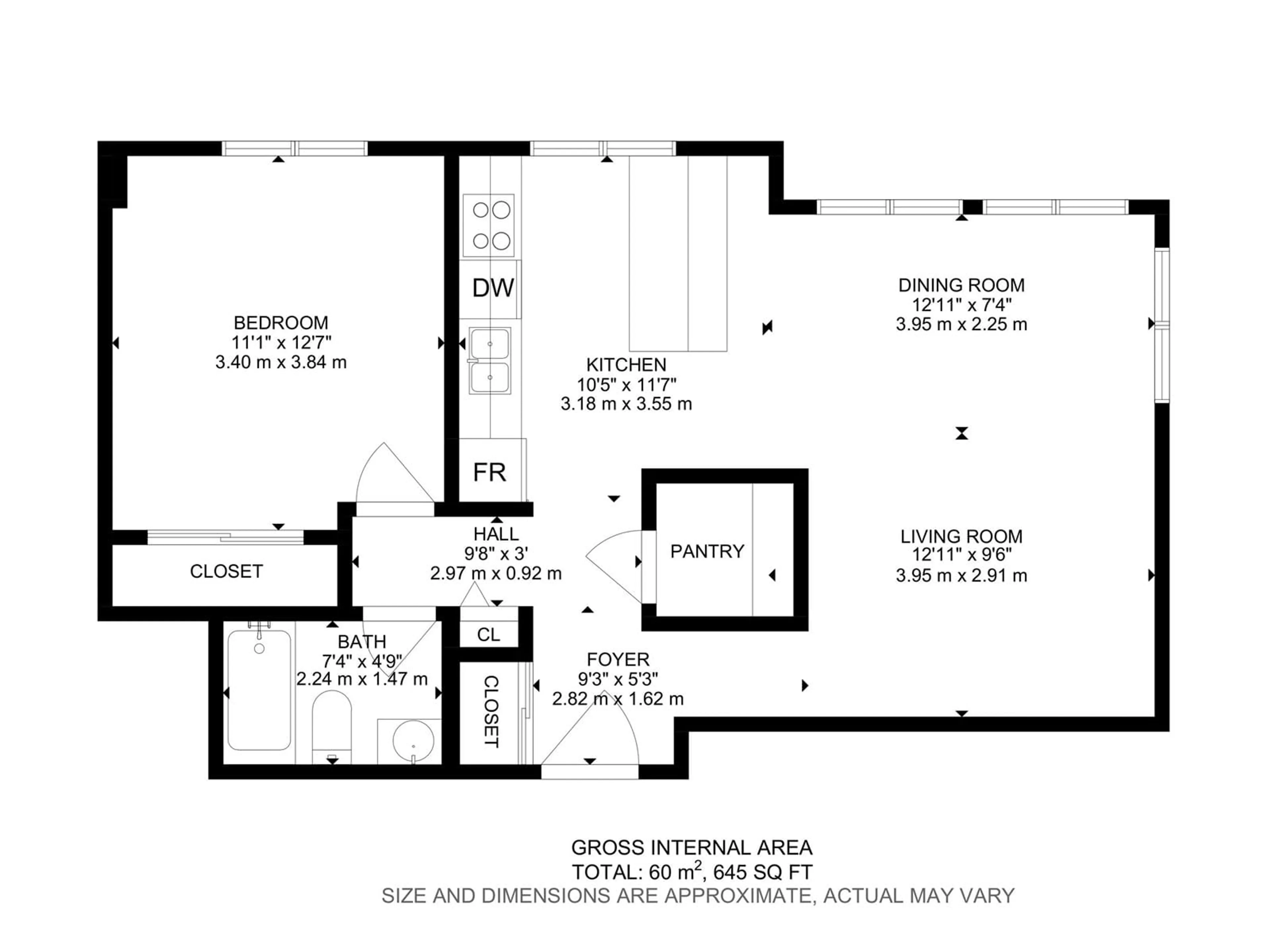Floor plan for #1 10812 115 ST NW, Edmonton Alberta T5H3L1