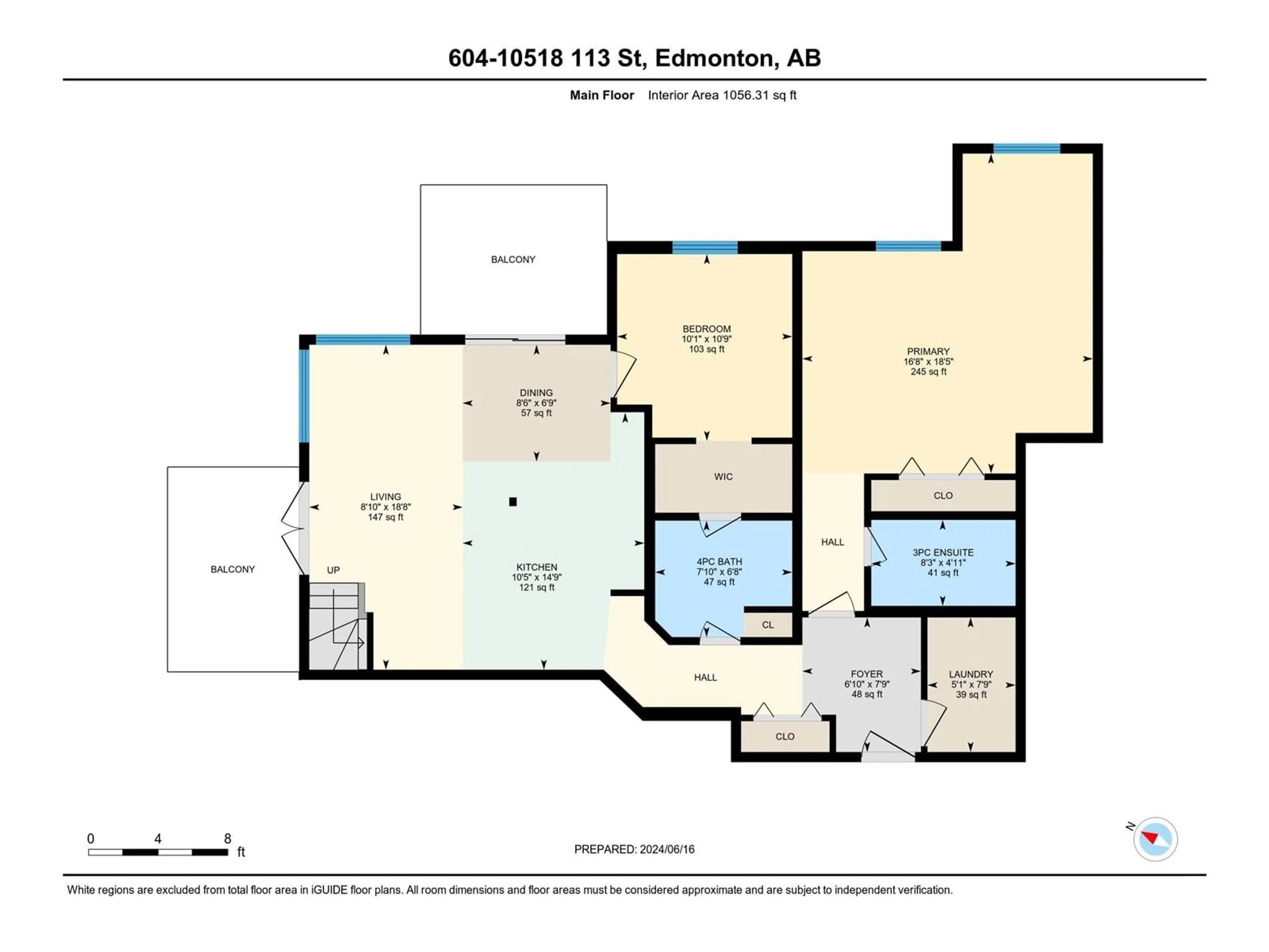 Floor plan for #604 10518 113 ST NW, Edmonton Alberta T5H0C6