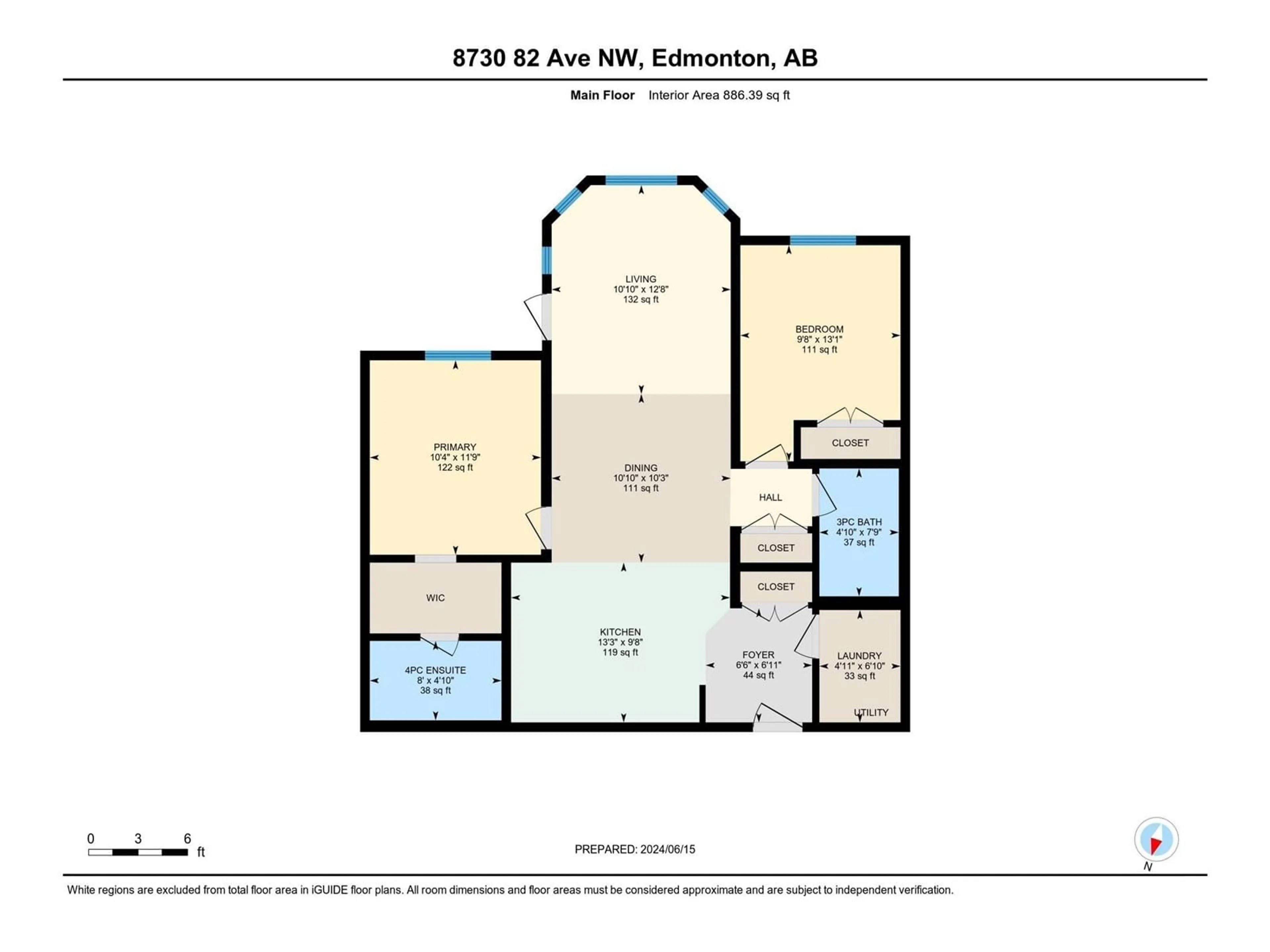 Floor plan for #102 8730 82 AV NW, Edmonton Alberta T6C0Z1