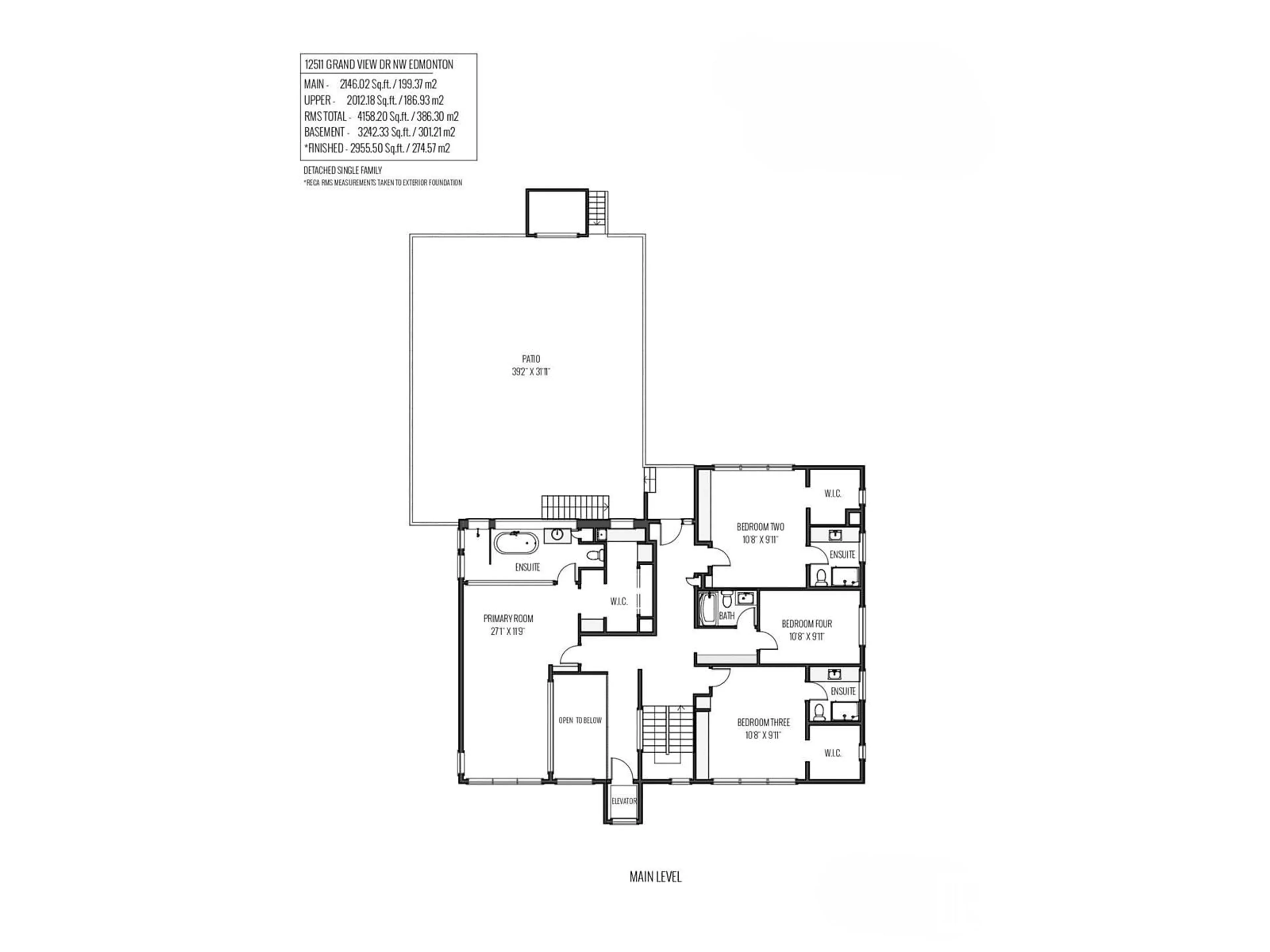 Floor plan for 12511 GRAND VIEW DR NW, Edmonton Alberta T6H4K5