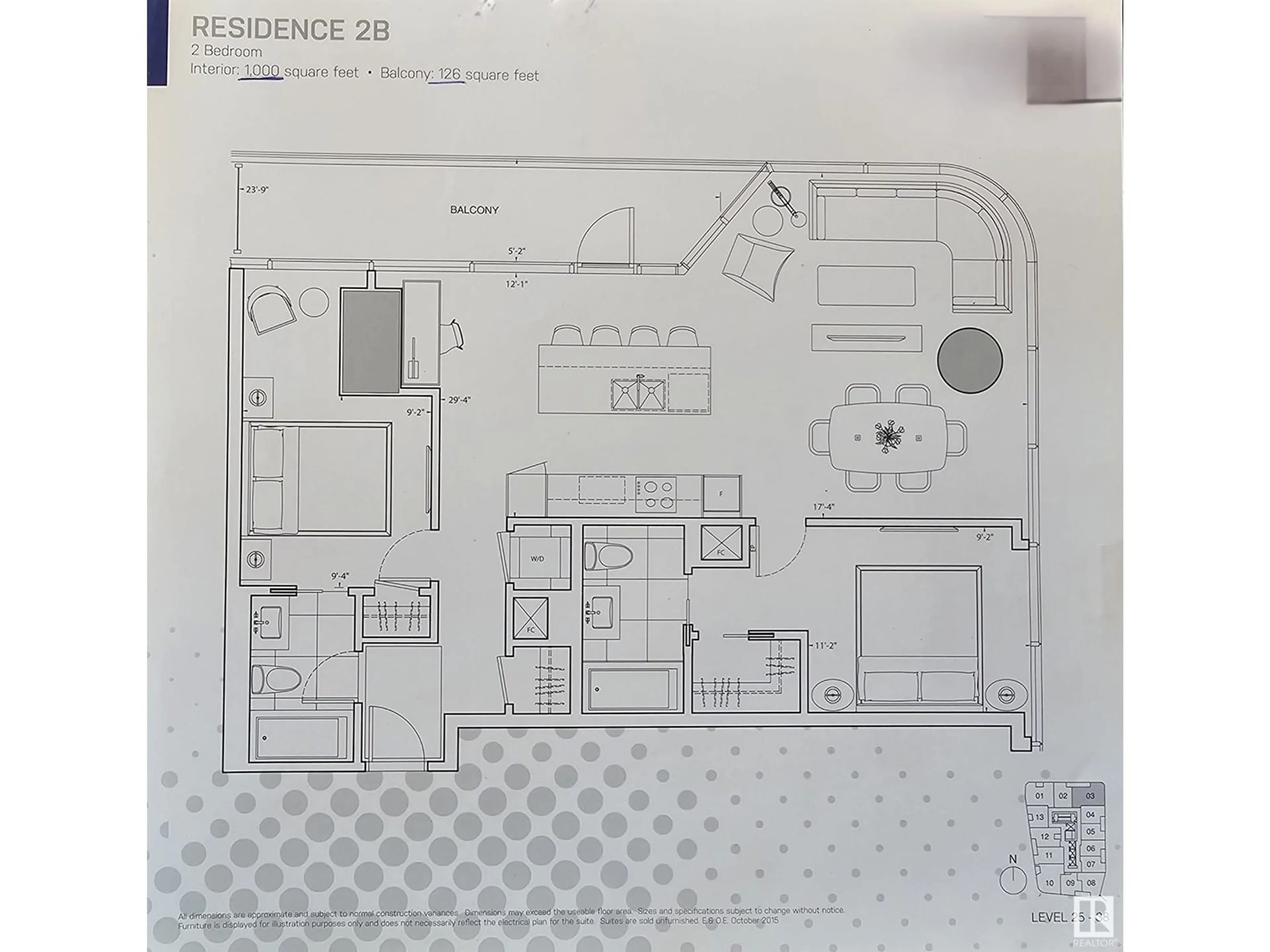 Floor plan for #2603 10360 102 ST NW, Edmonton Alberta T5J0K9