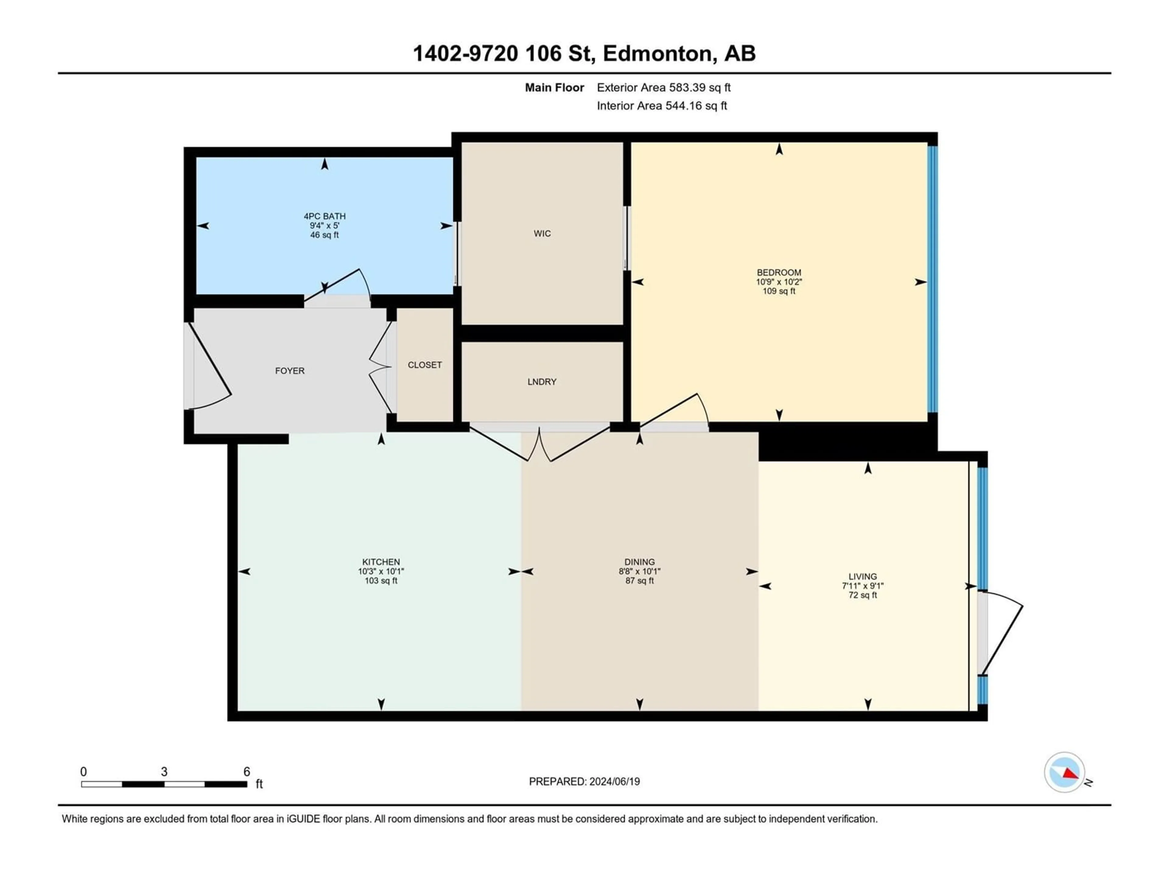Floor plan for #1402 9720 106 ST NW, Edmonton Alberta T5K0K8