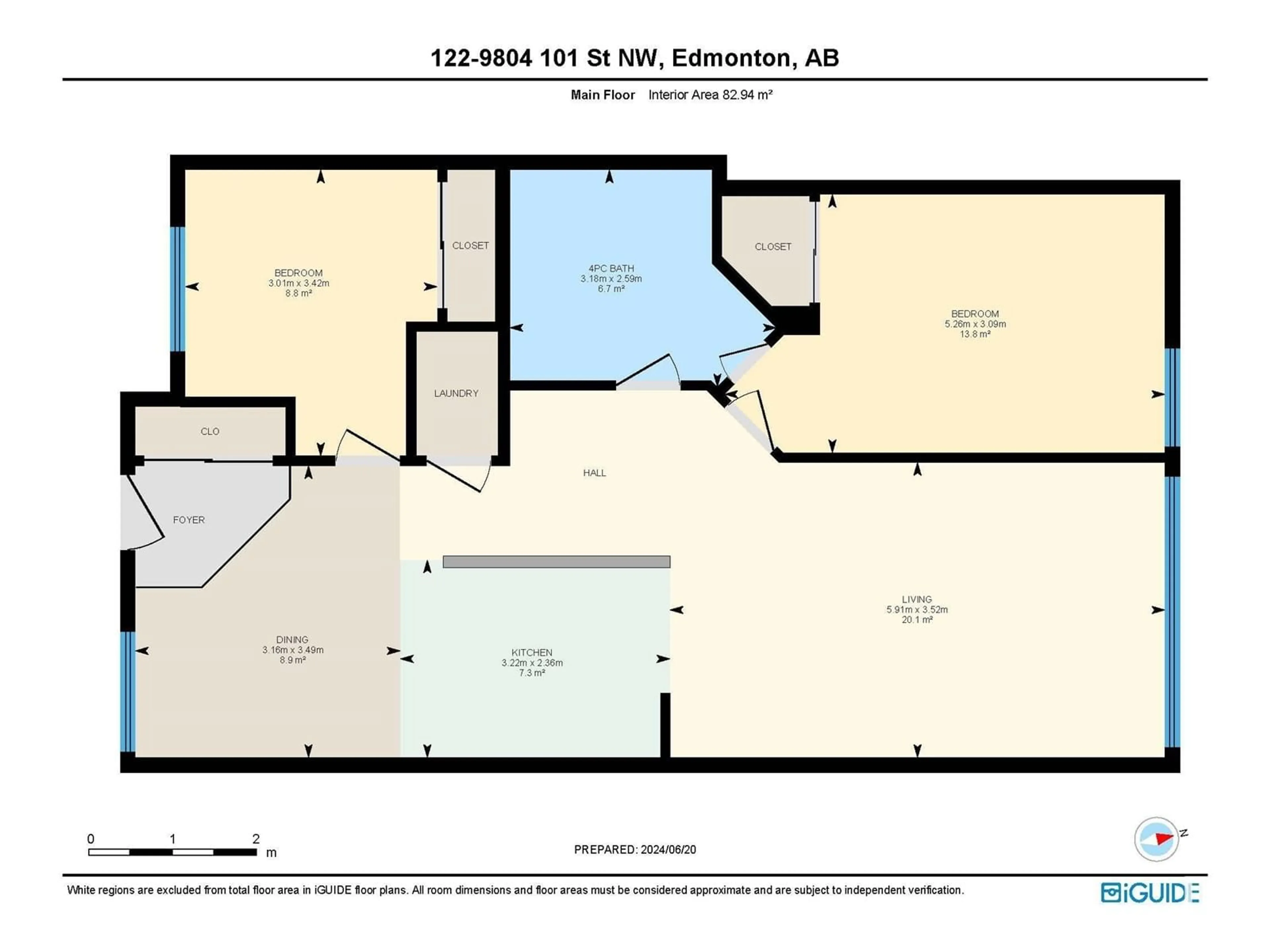 Floor plan for #122 9804 101 ST NW, Edmonton Alberta T5K2X3