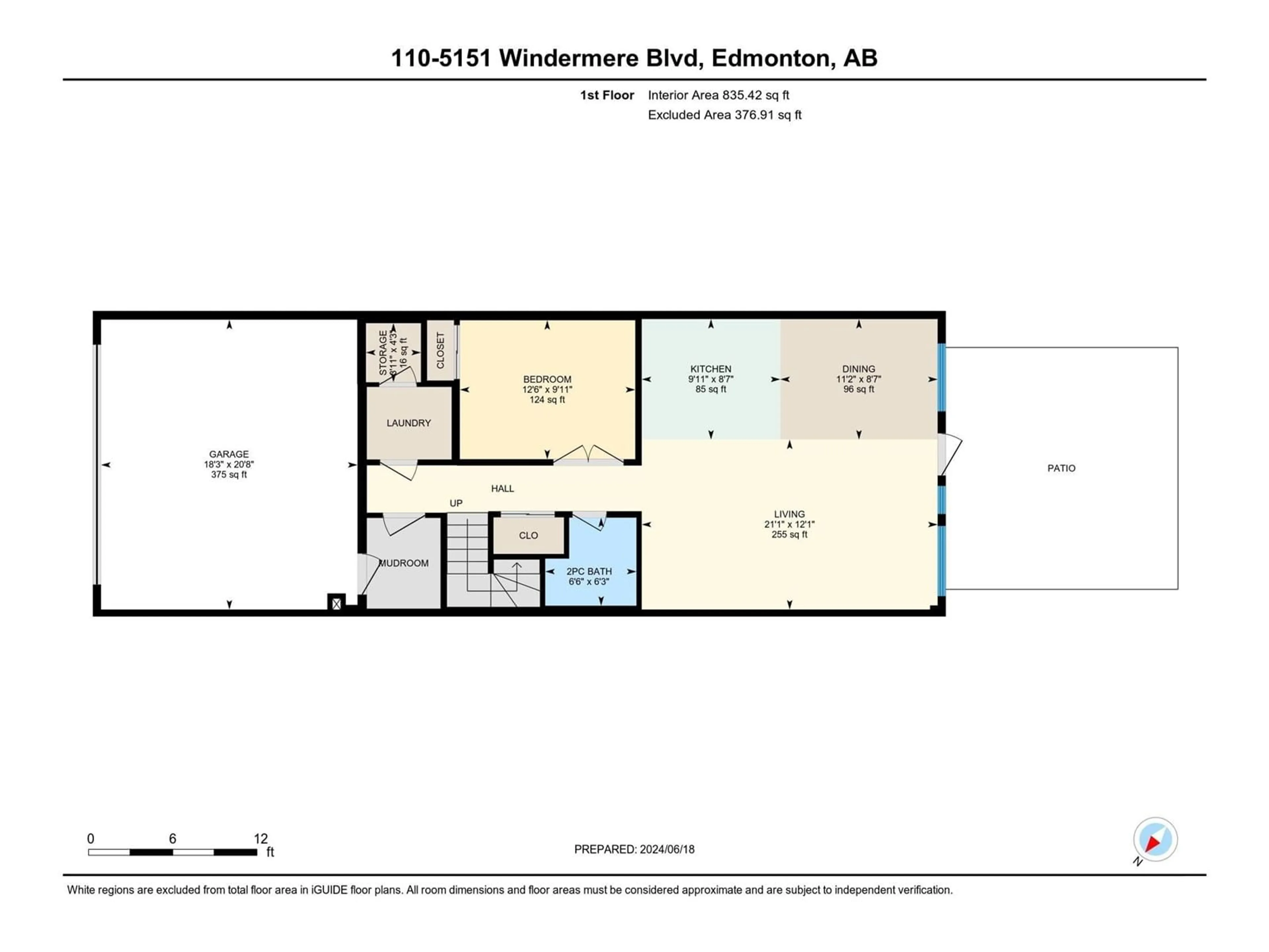 Floor plan for #110 5151 WINDERMERE BV SW, Edmonton Alberta T6W2K4