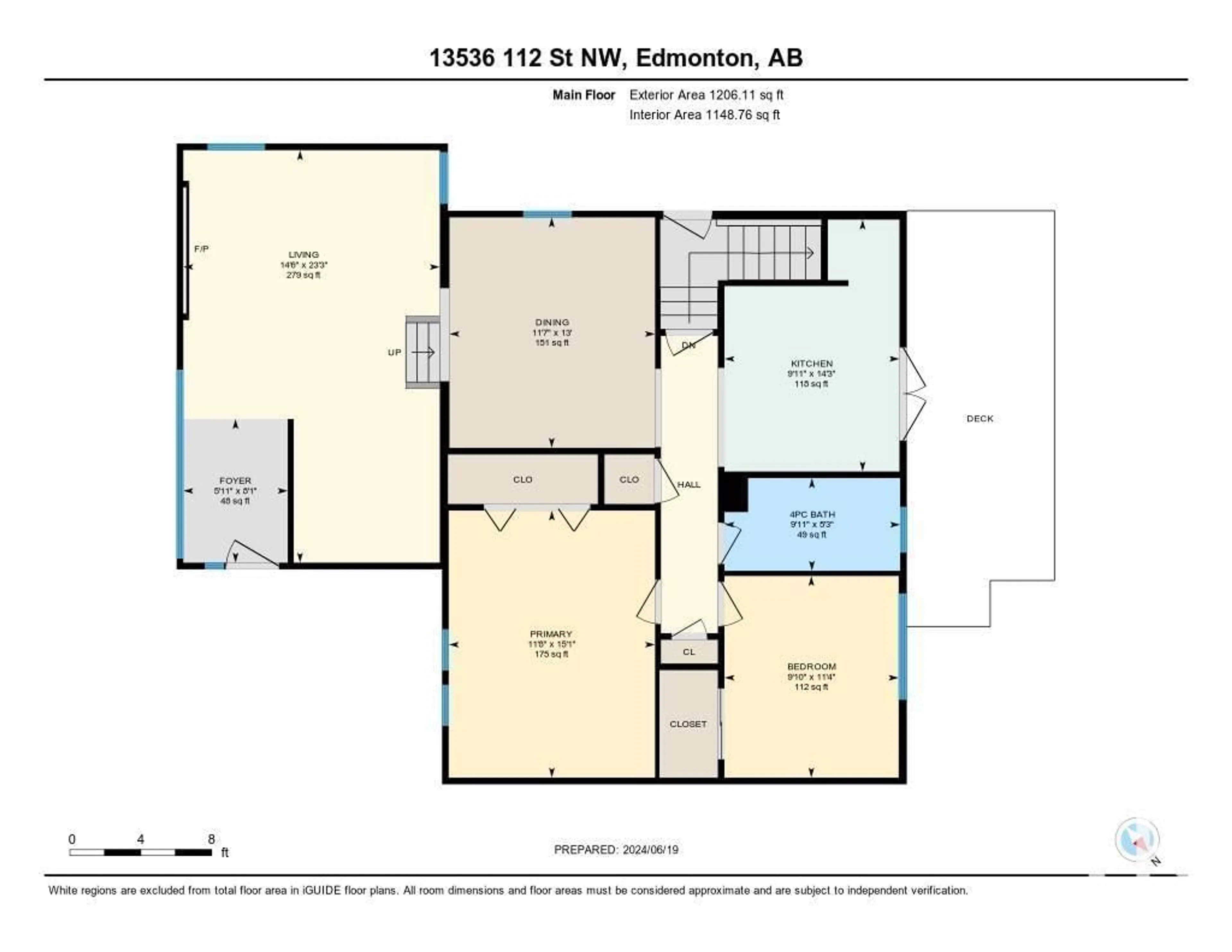 Floor plan for 13536 112 ST NW, Edmonton Alberta T5E5A4