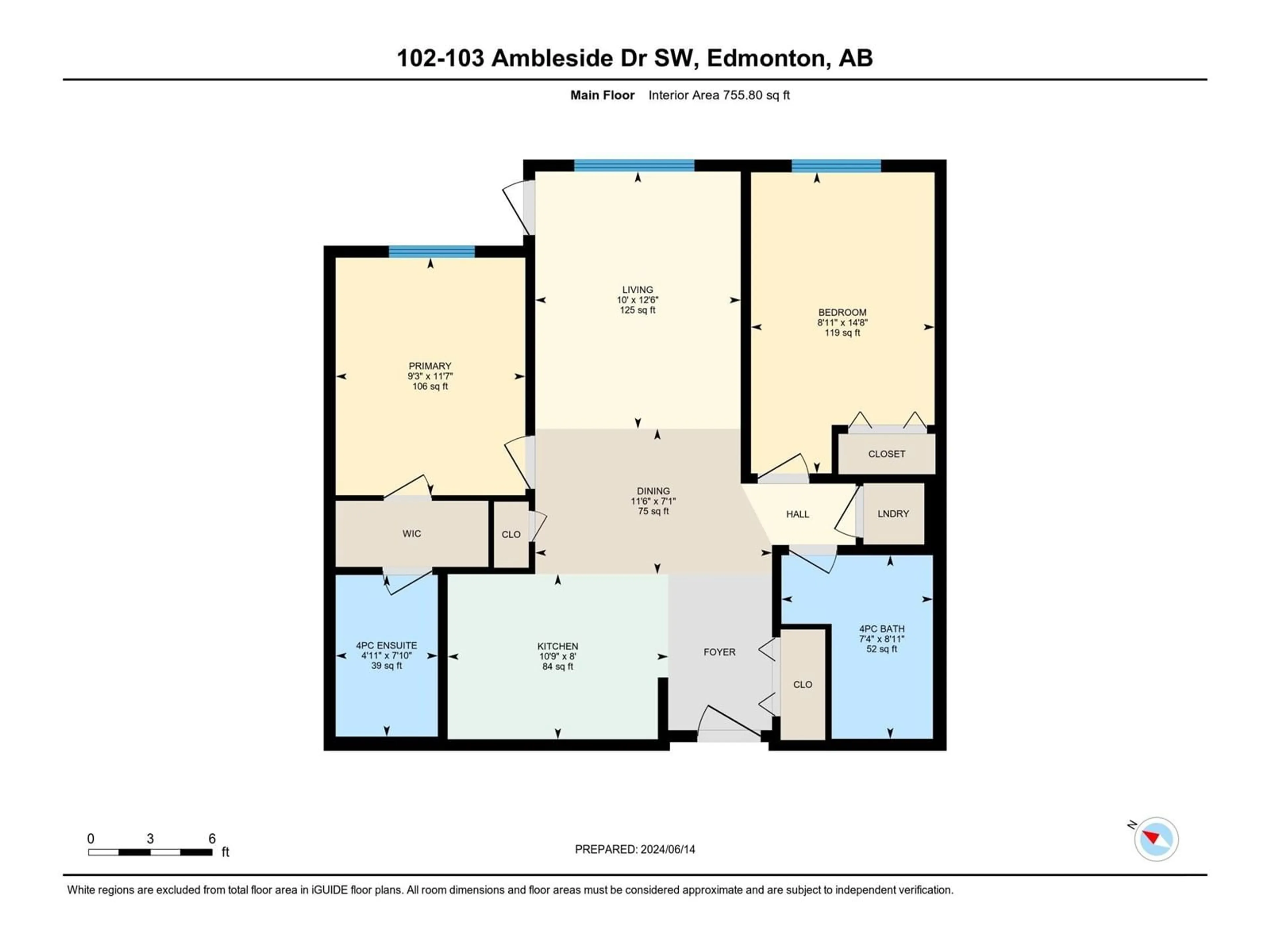 Floor plan for #102 103 Ambleside Drive SW SW, Edmonton Alberta T6W0J4