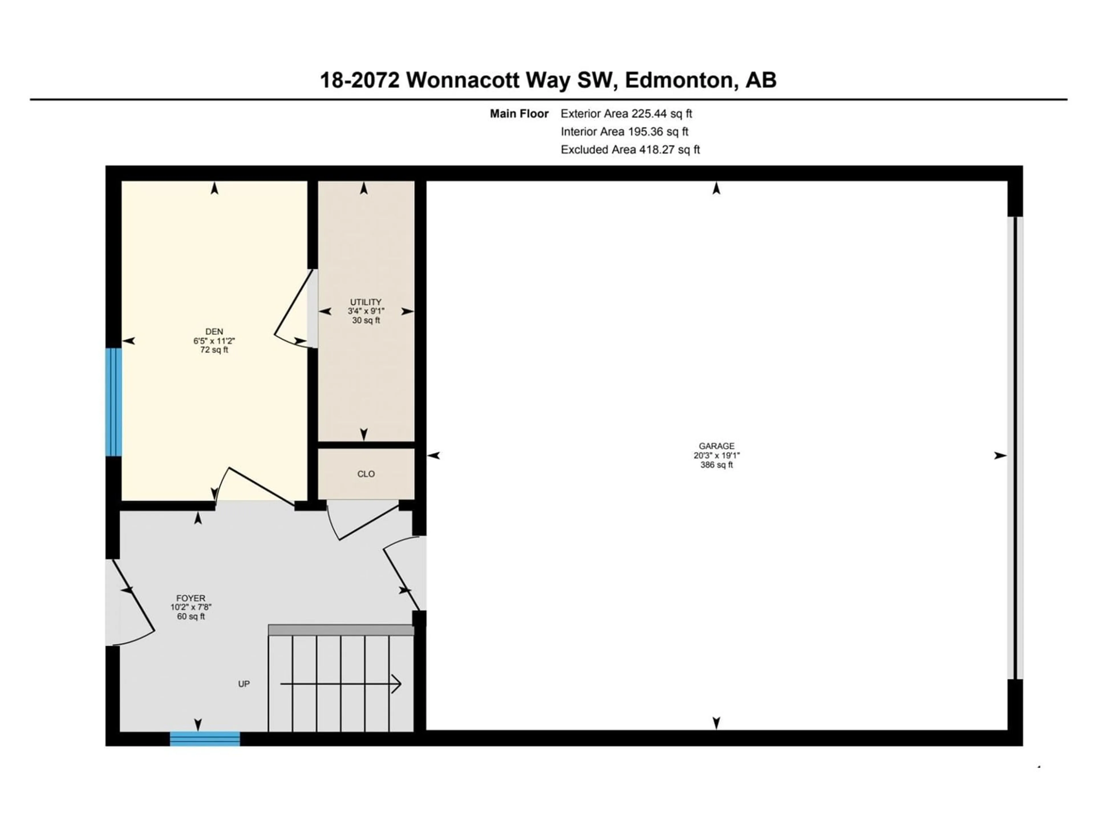 Floor plan for #18 2072 WONNACOTT WY SW, Edmonton Alberta T6X2V7