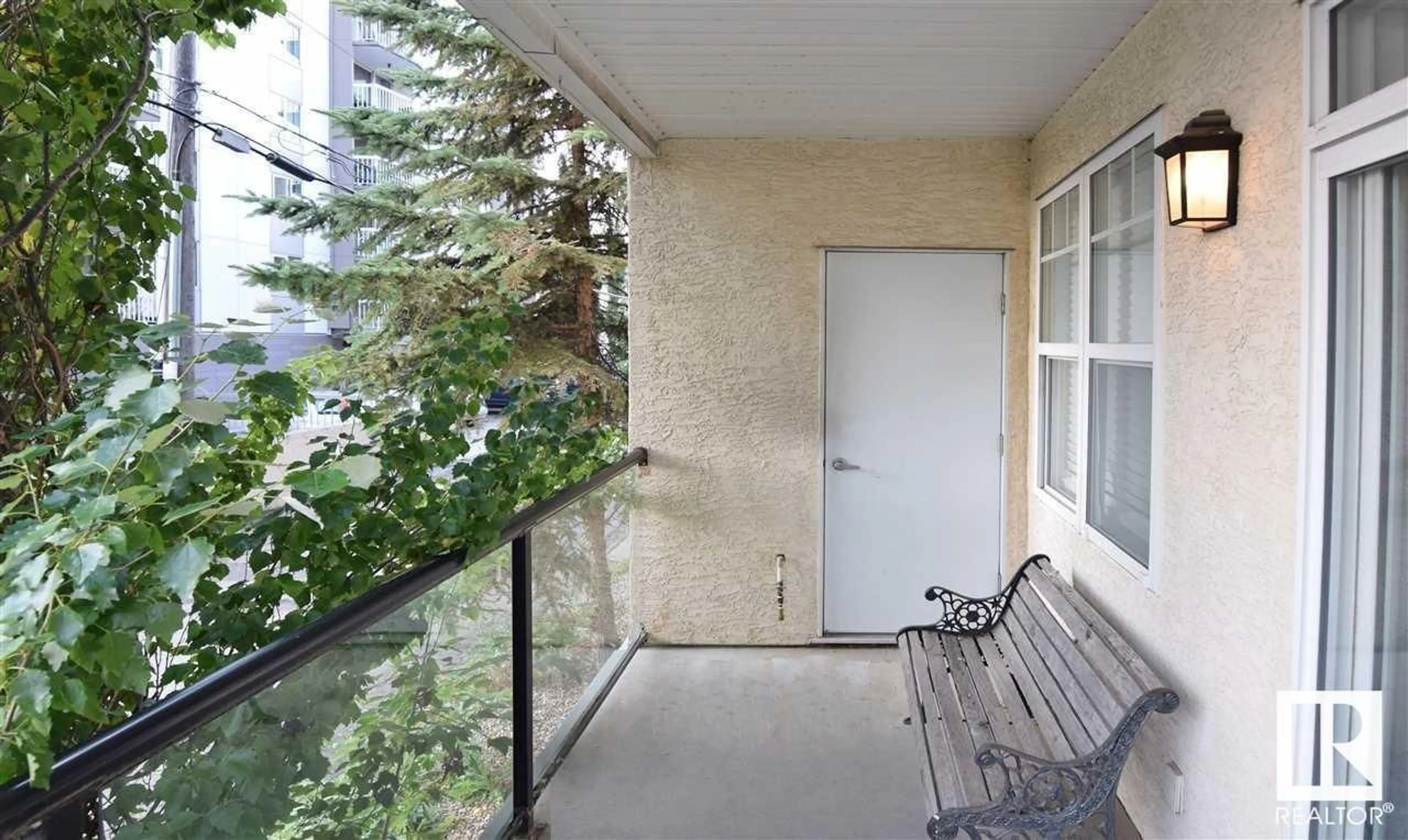 Balcony in the apartment for #106 9828 112 ST NW, Edmonton Alberta T5K1L4