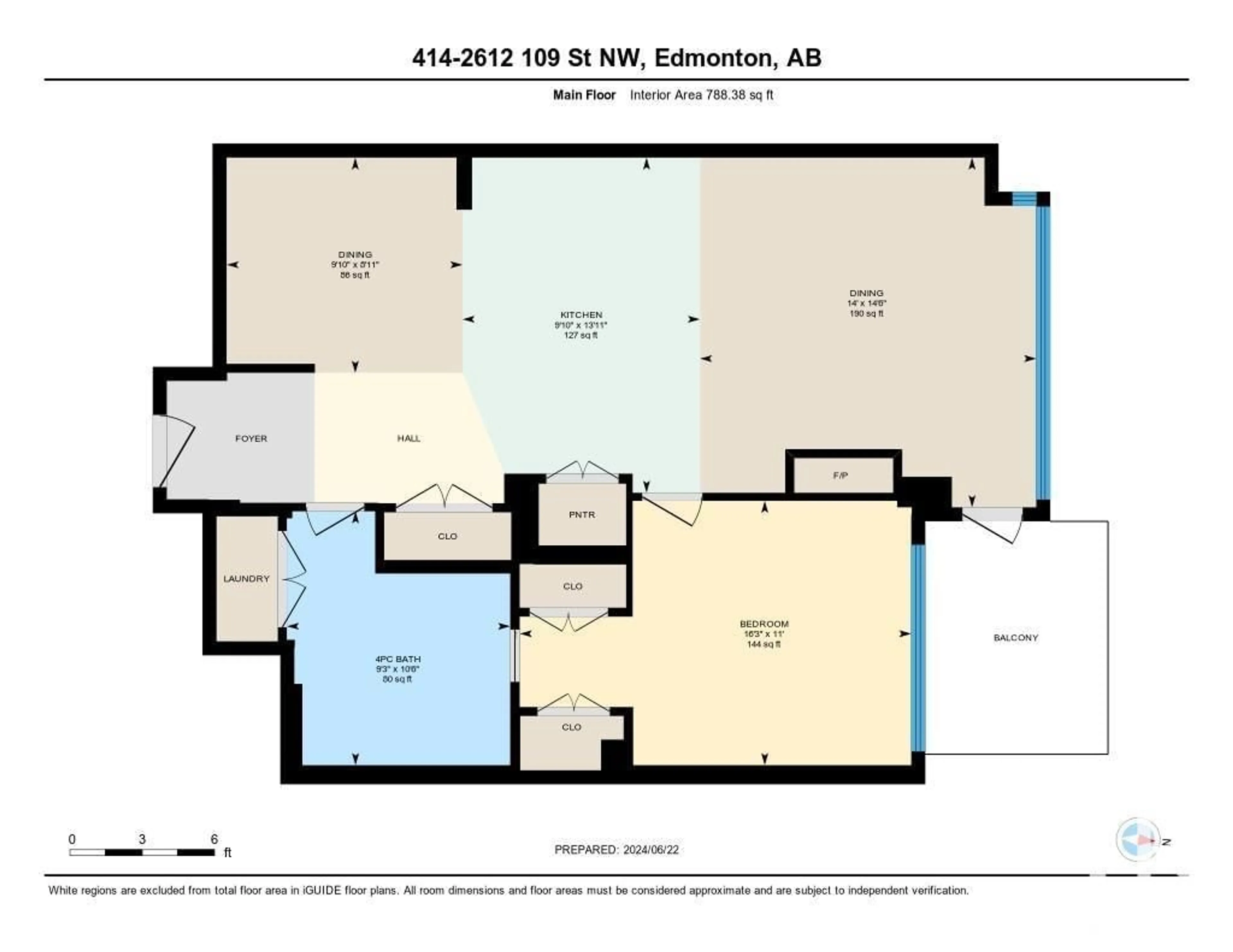 Floor plan for #414 2612 109 ST NW, Edmonton Alberta T6J3T1