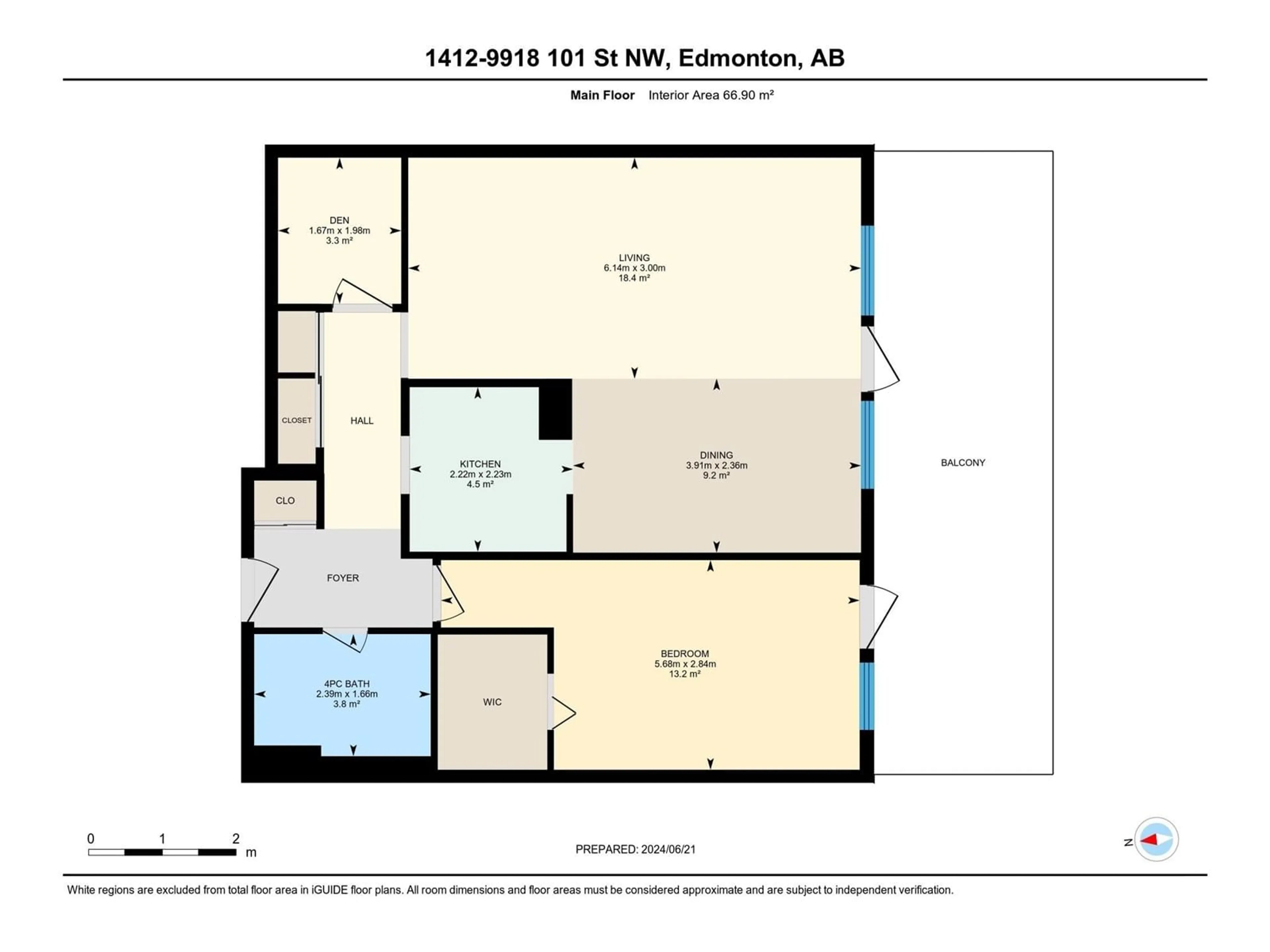 Floor plan for #1412 9918 101 ST NW NW, Edmonton Alberta T5K2L1