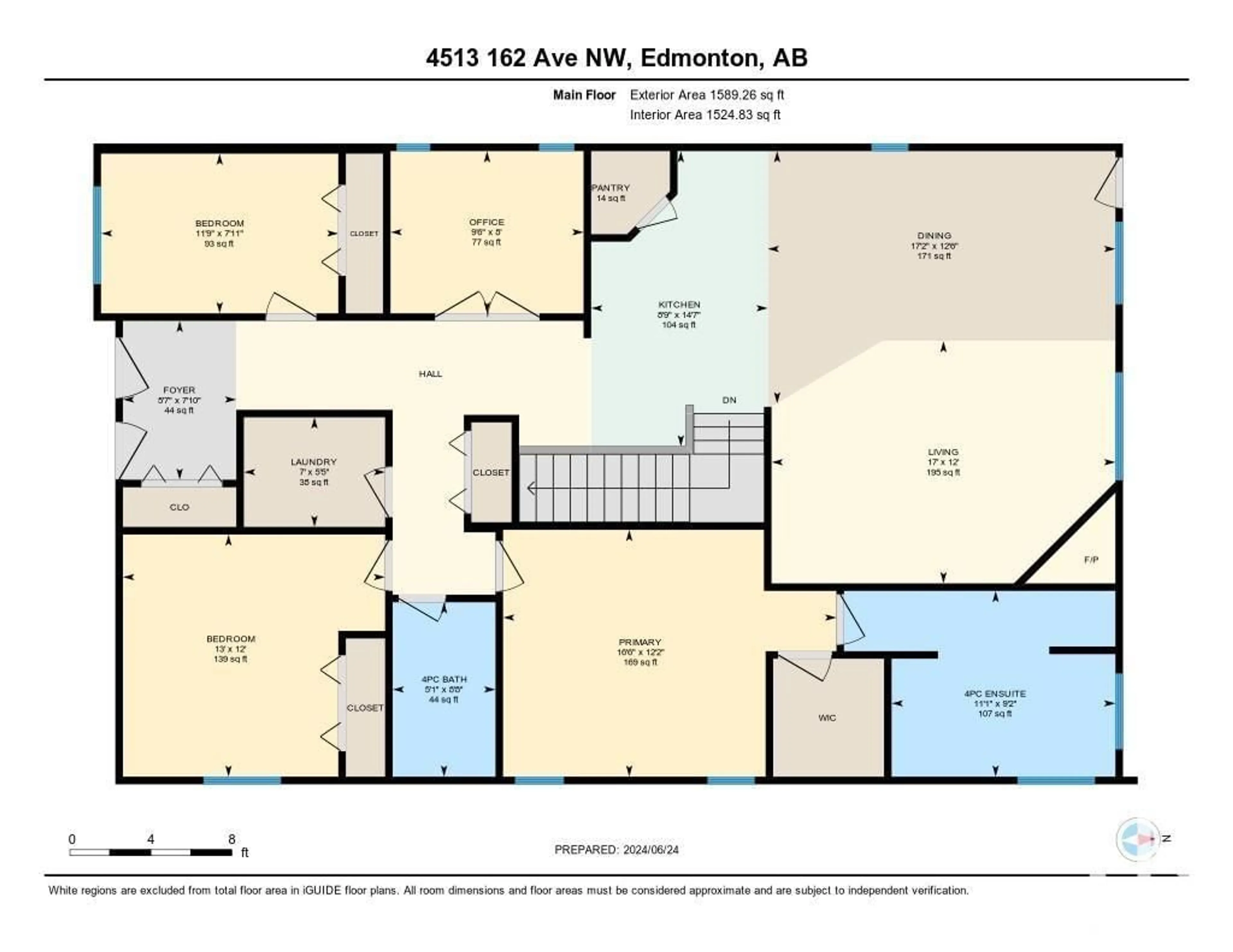 Floor plan for 4513 162 AV NW, Edmonton Alberta T5Y0H1