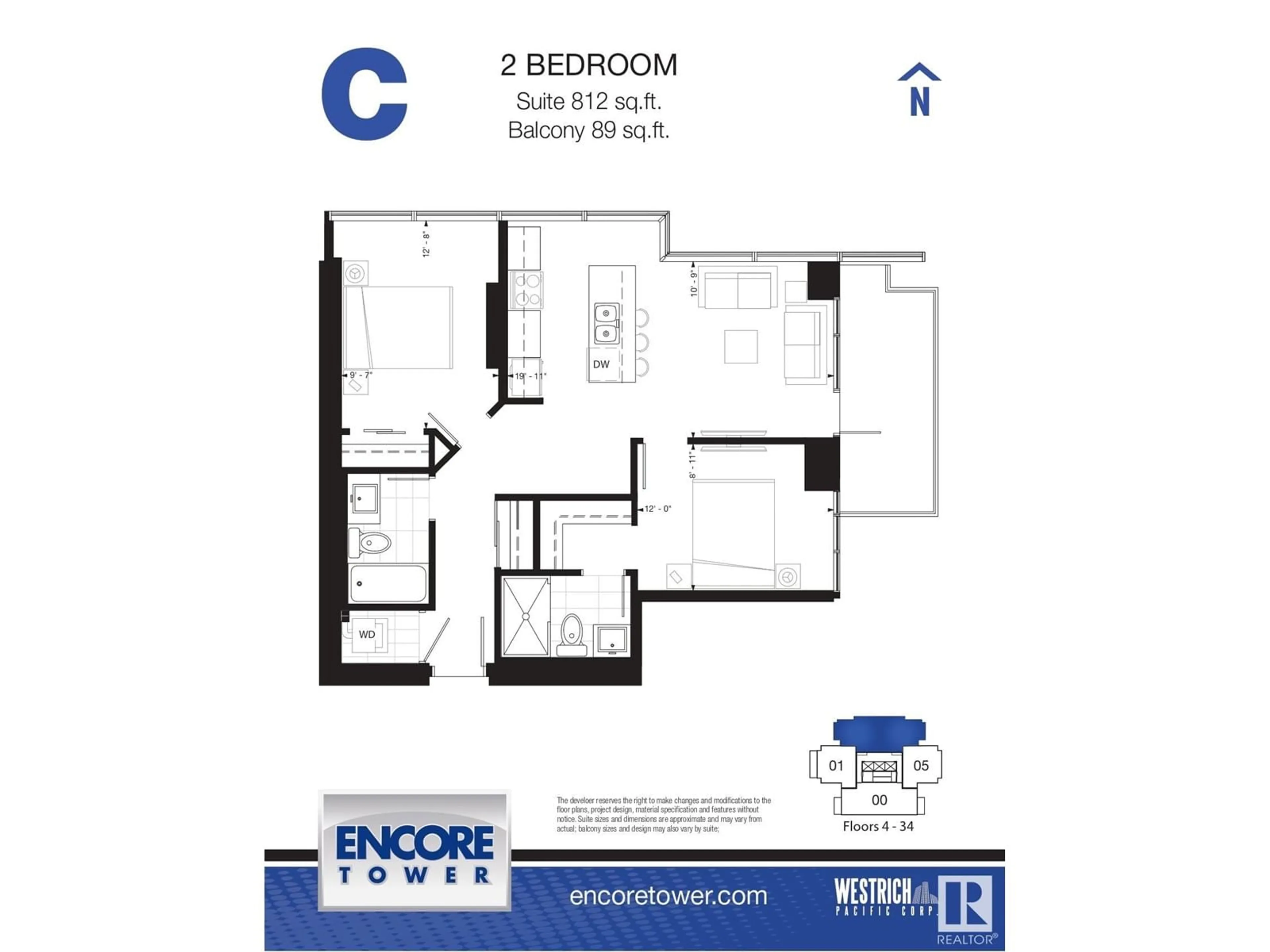Floor plan for #3203 10180 103 ST NW, Edmonton Alberta T5J0L1