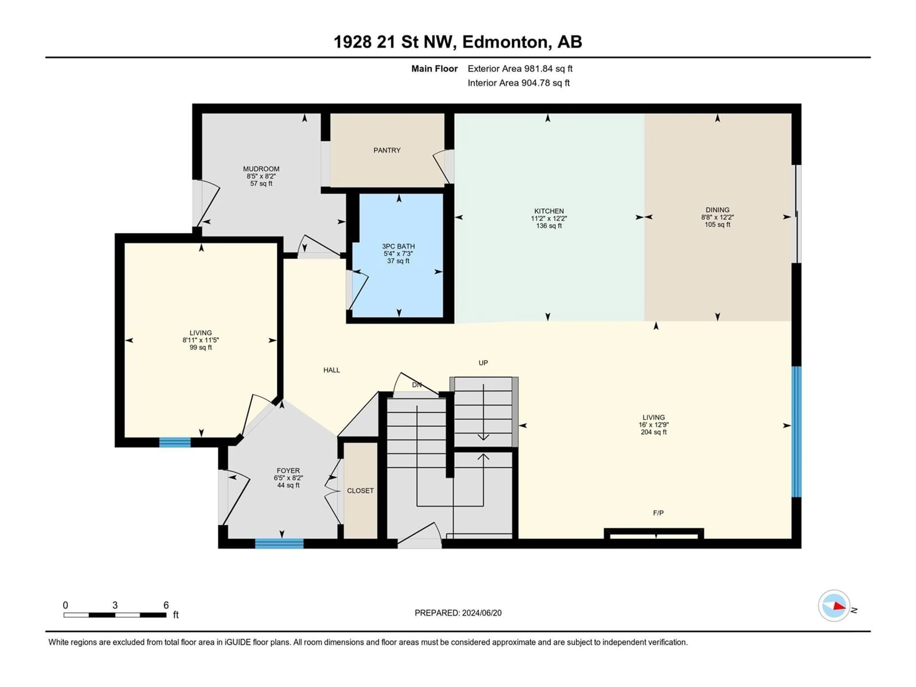 Floor plan for 1928 21 ST NW, Edmonton Alberta T6T2L2
