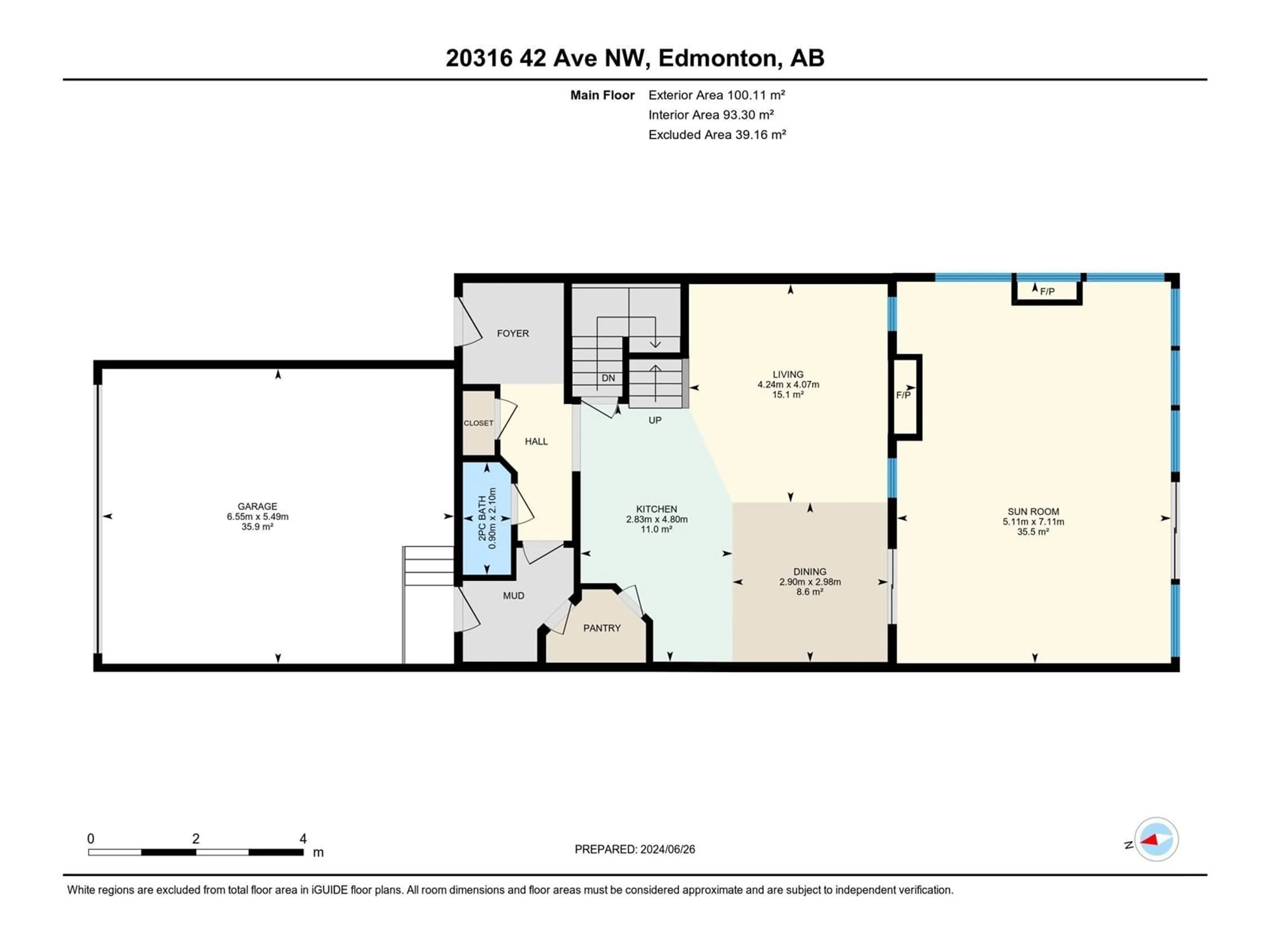 Floor plan for 20316 42 AV NW, Edmonton Alberta T6M0R8