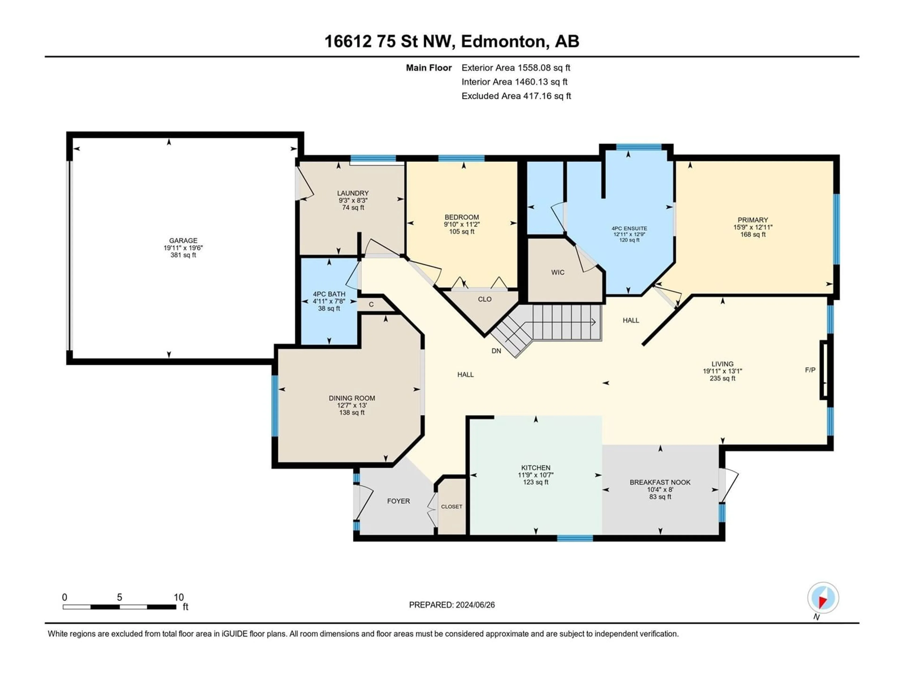 Floor plan for 16612 75 ST NW, Edmonton Alberta T5Z3R2