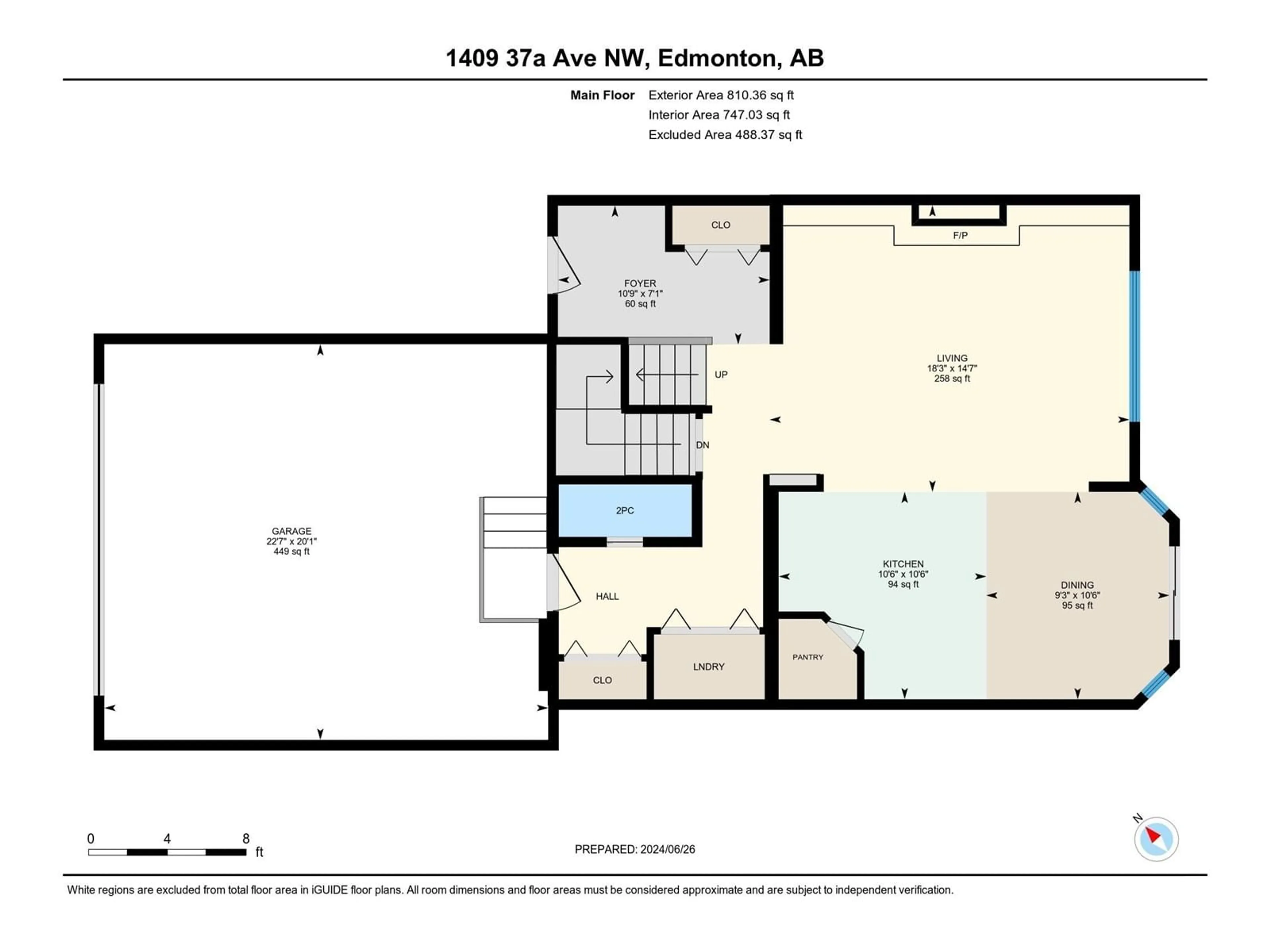 Floor plan for 1409 37A AV NW, Edmonton Alberta T6T0H9