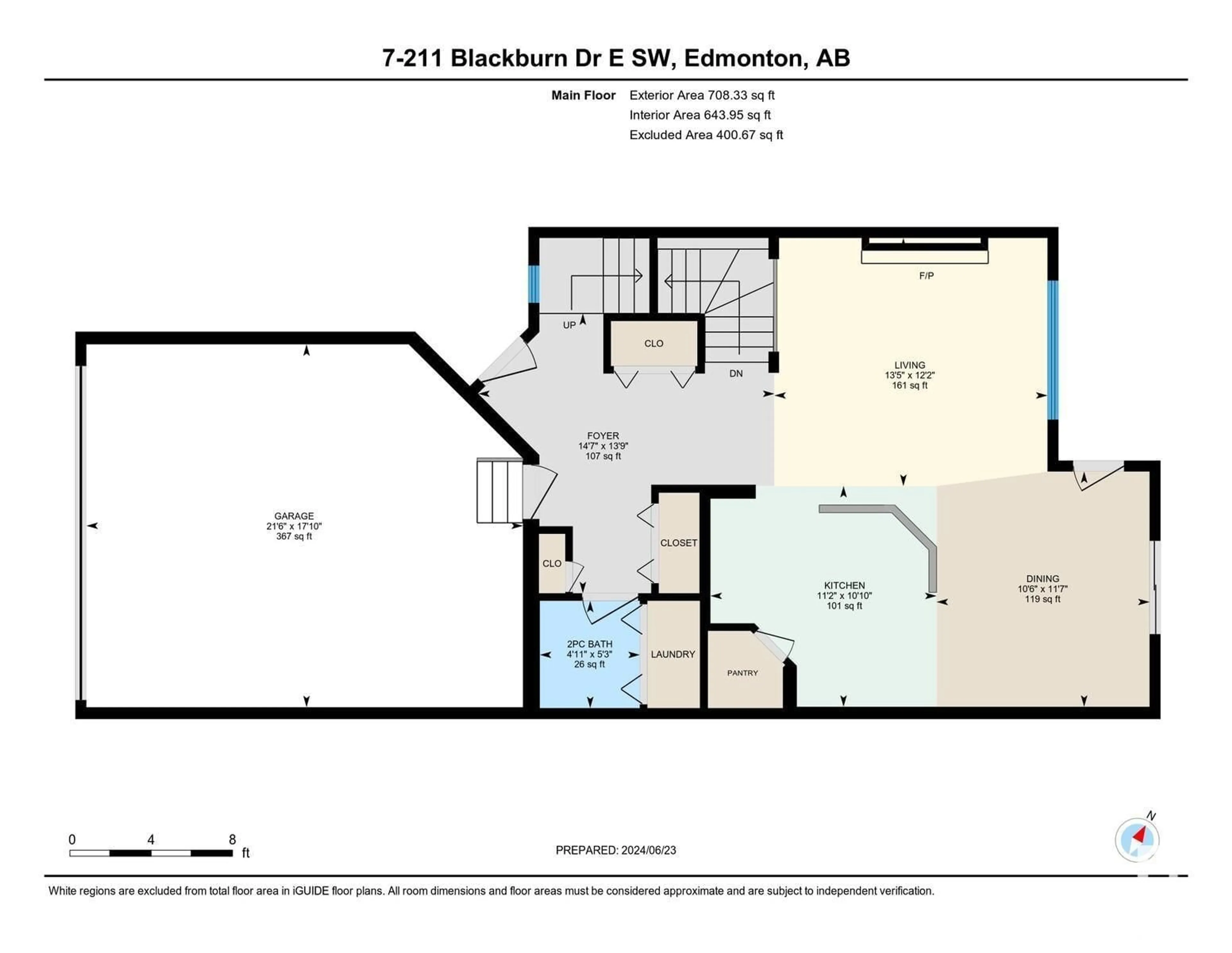 Floor plan for #7 211 BLACKBURN DR E SW, Edmonton Alberta T6W1C8