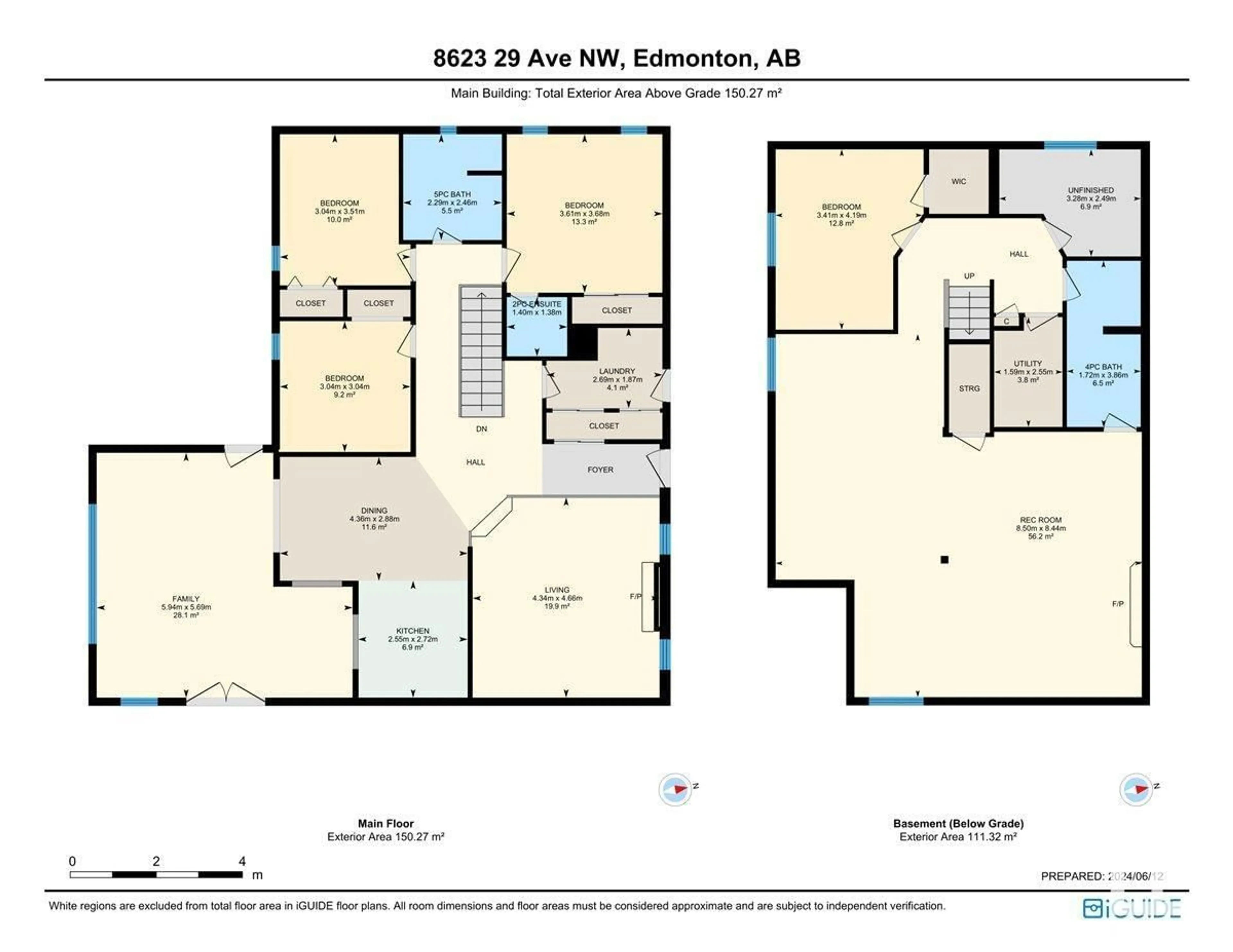 Floor plan for 8623 29 AV NW, Edmonton Alberta T6K2X5