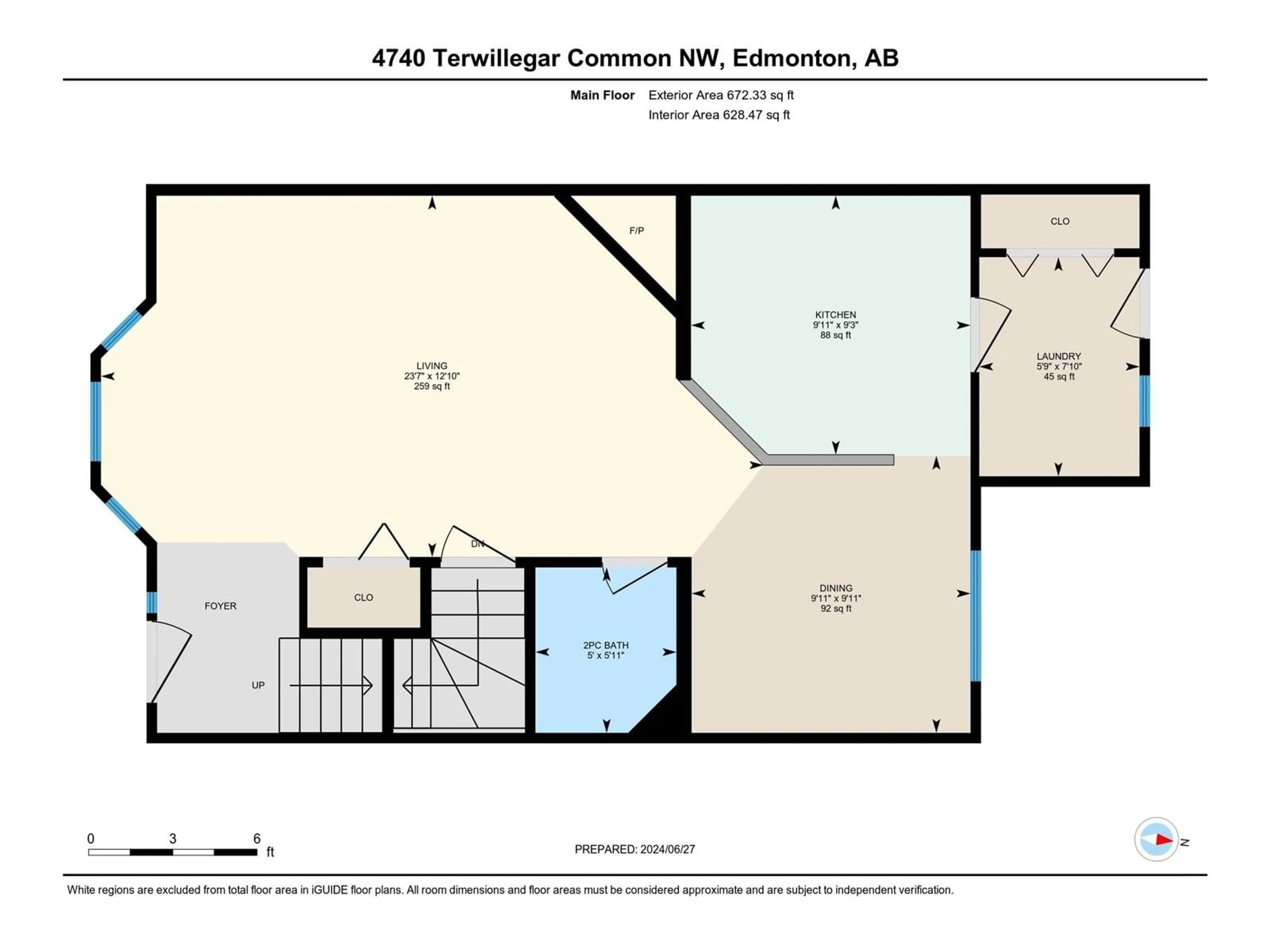 Floor plan for 4740 TERWILLEGAR CM NW, Edmonton Alberta T6R3H9