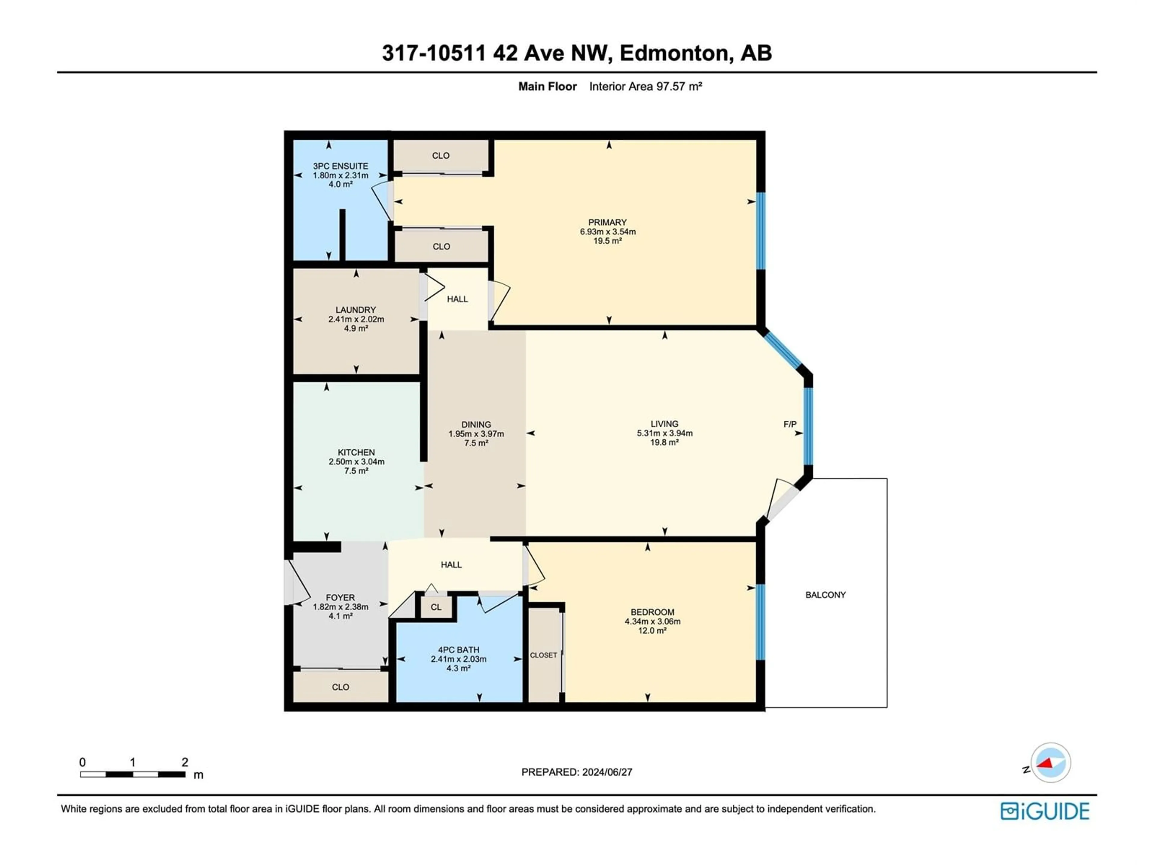 Floor plan for #317 10511 42 AV NW, Edmonton Alberta T6J7G8