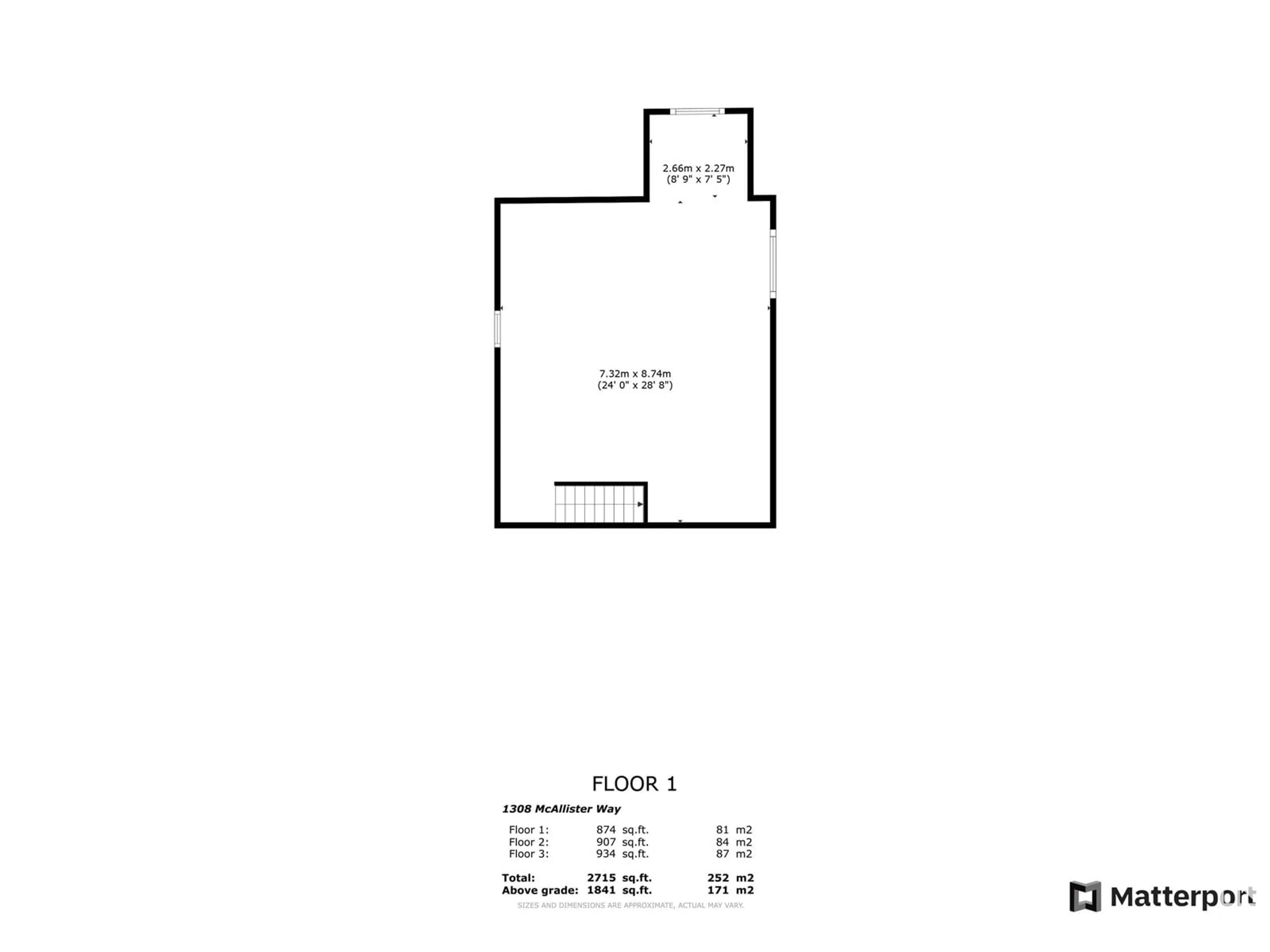 Floor plan for 1308 MCALLISTER WY SW, Edmonton Alberta T6W1R5