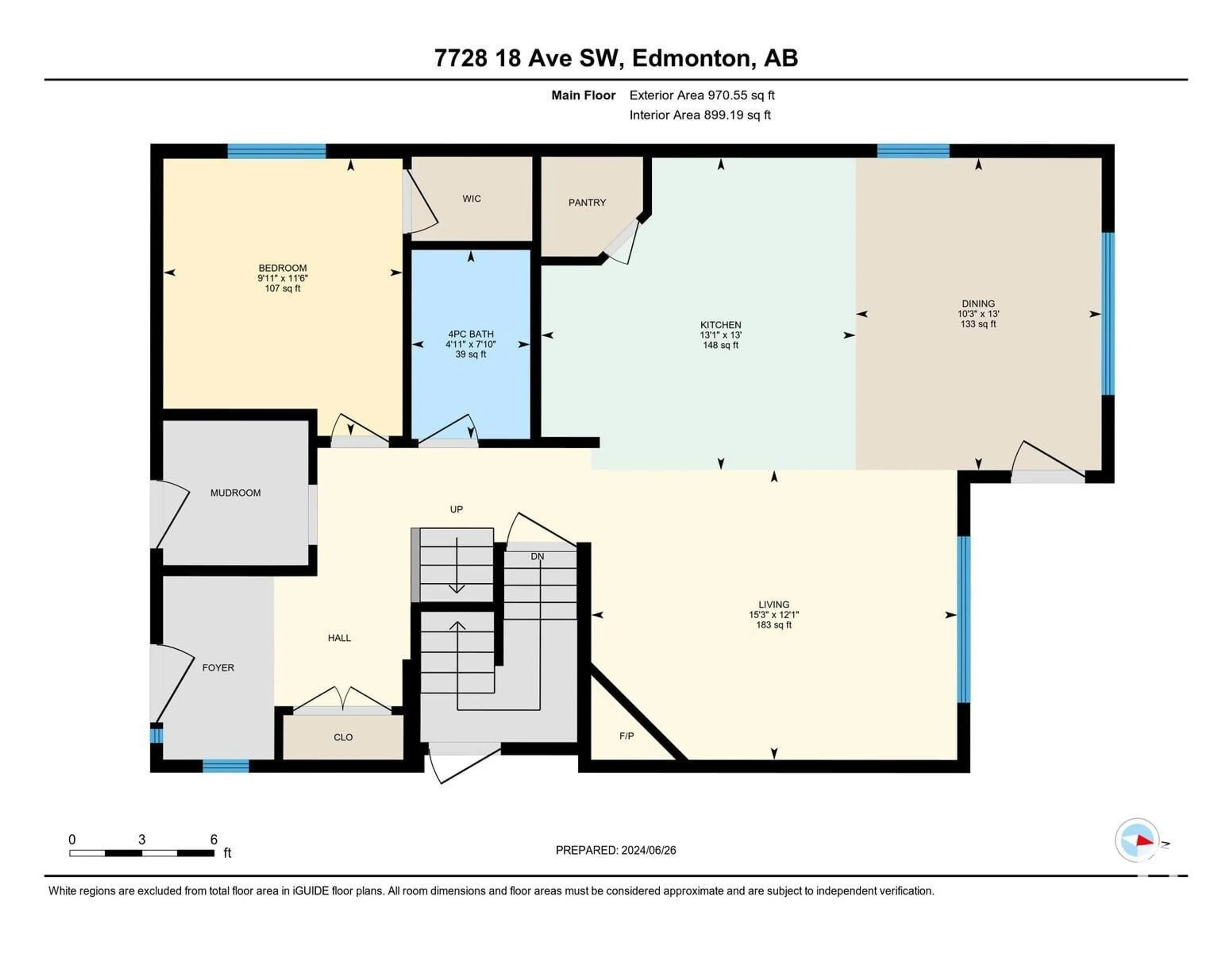 Floor plan for 7728 18 AV SW, Edmonton Alberta T6X0V3