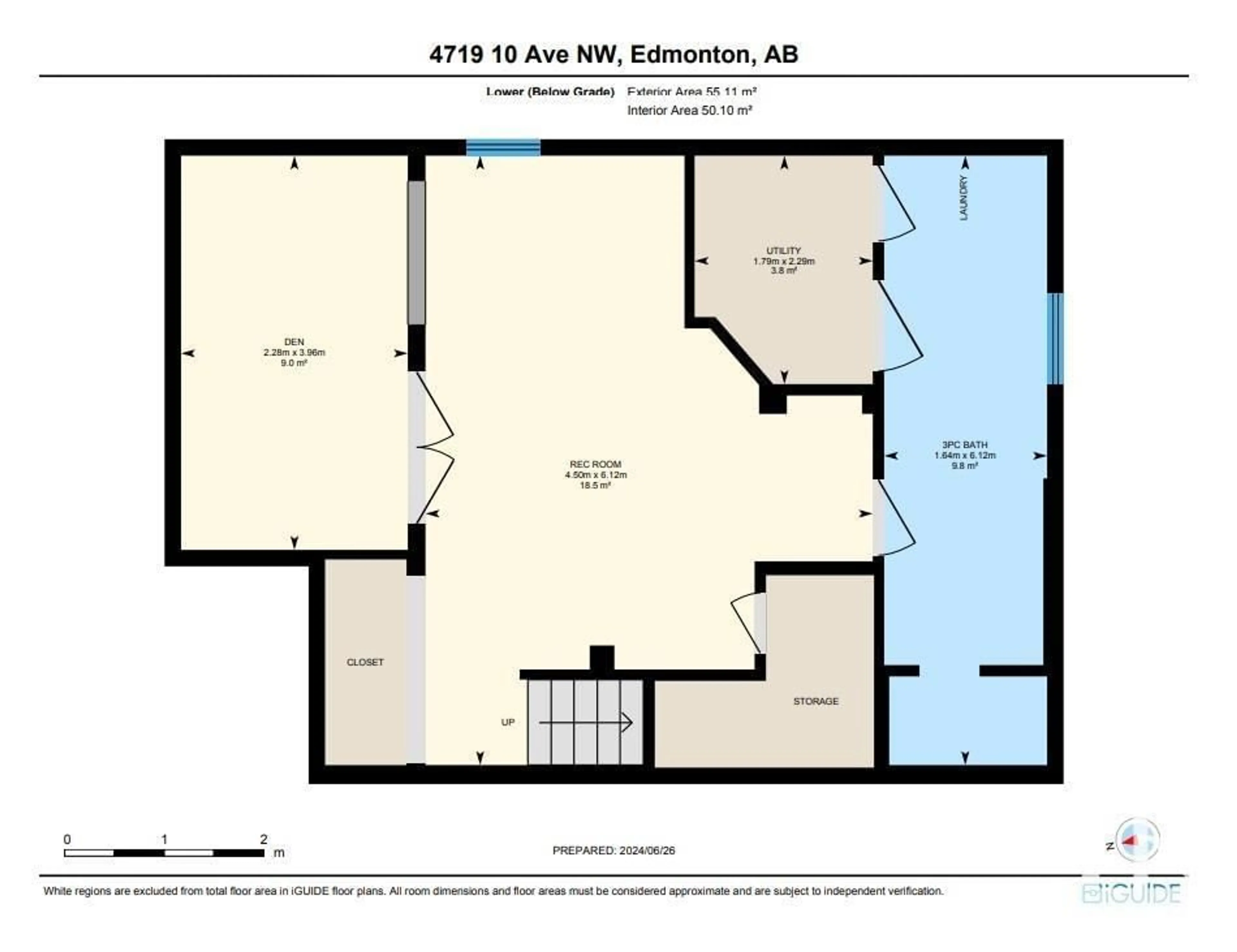 Floor plan for 4719 10 AV NW, Edmonton Alberta T6L4S2